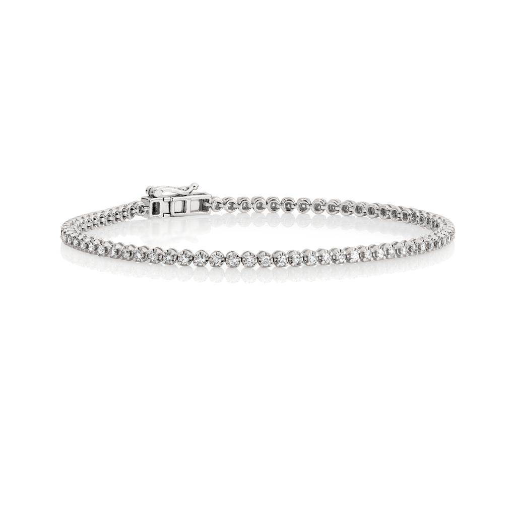 9ct white gold 1.00ct claw set diamond tennis bracelet