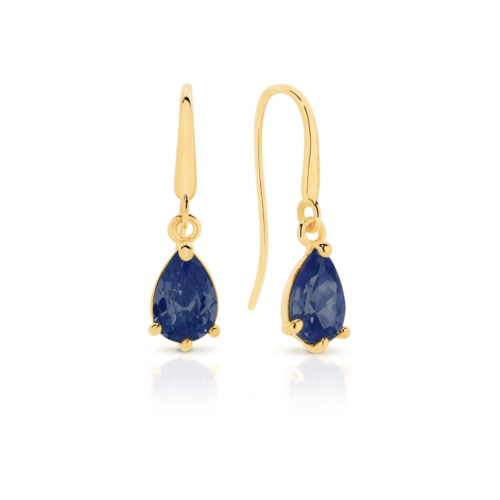 9ct gold sapphire coloured CZ earrings
