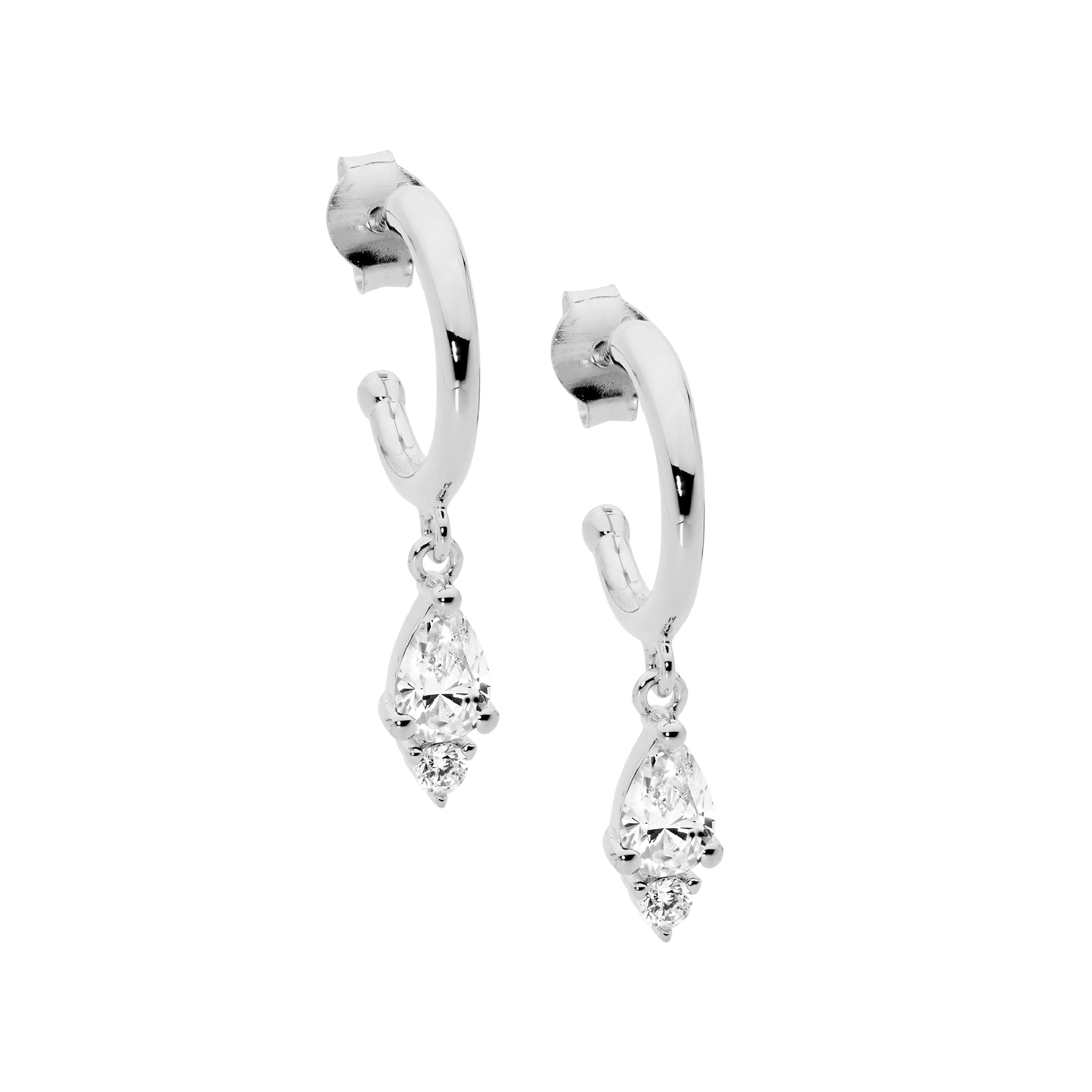 Ellani Silver CZ Dangle Earrings
