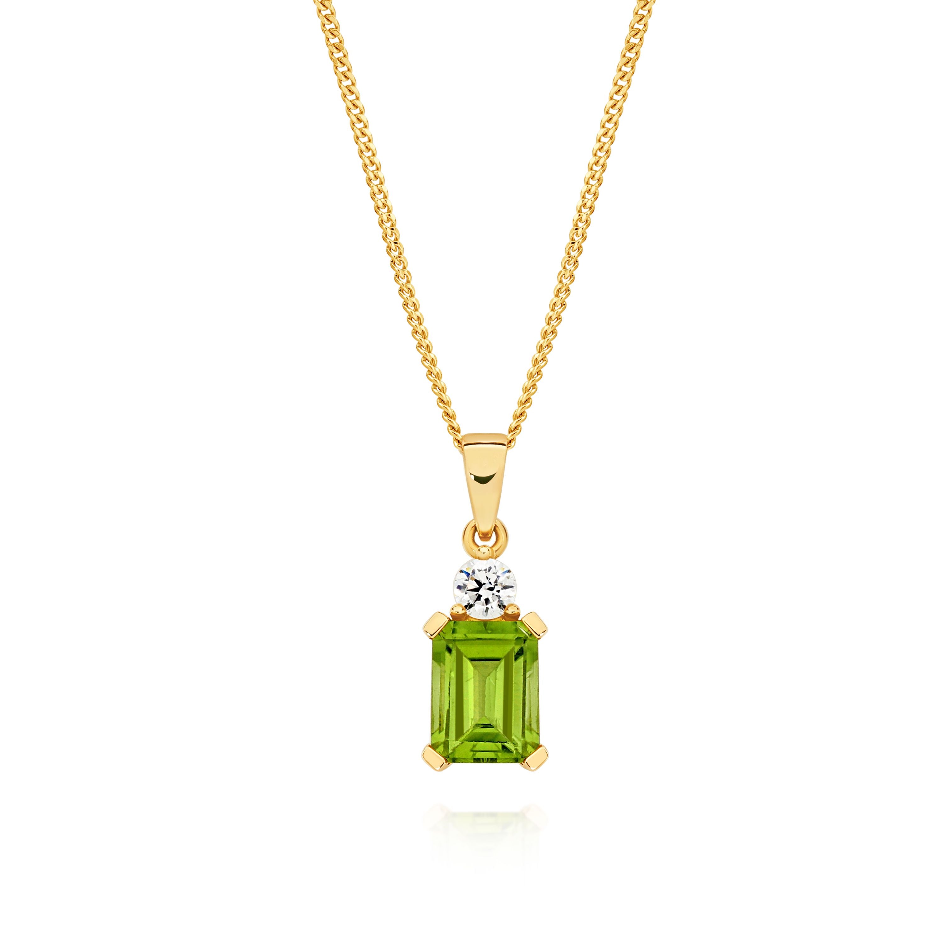 9ct Peridot and CZ Pendant