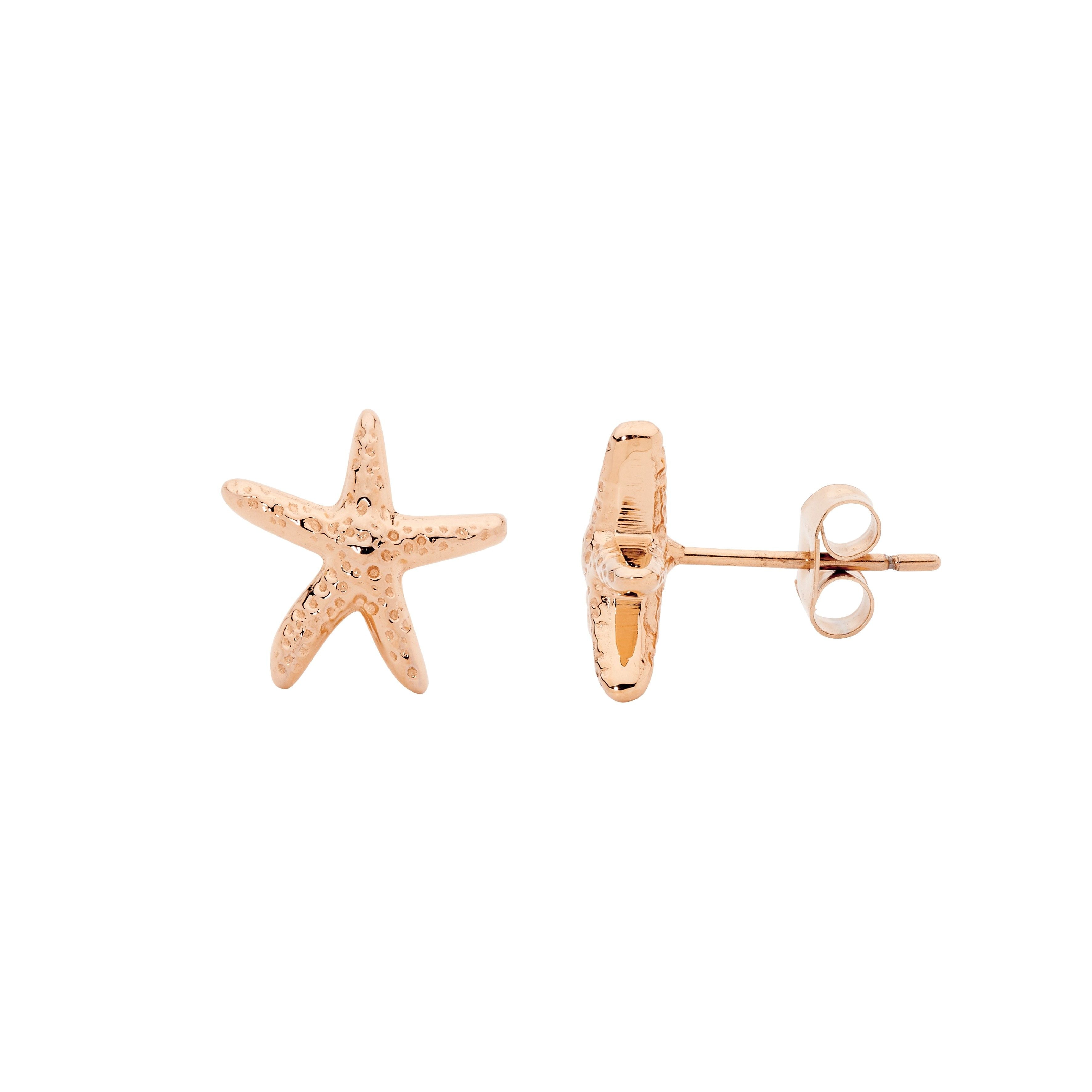ELLANI Stainless Steel Starfish Studs with Rose Gold Plating