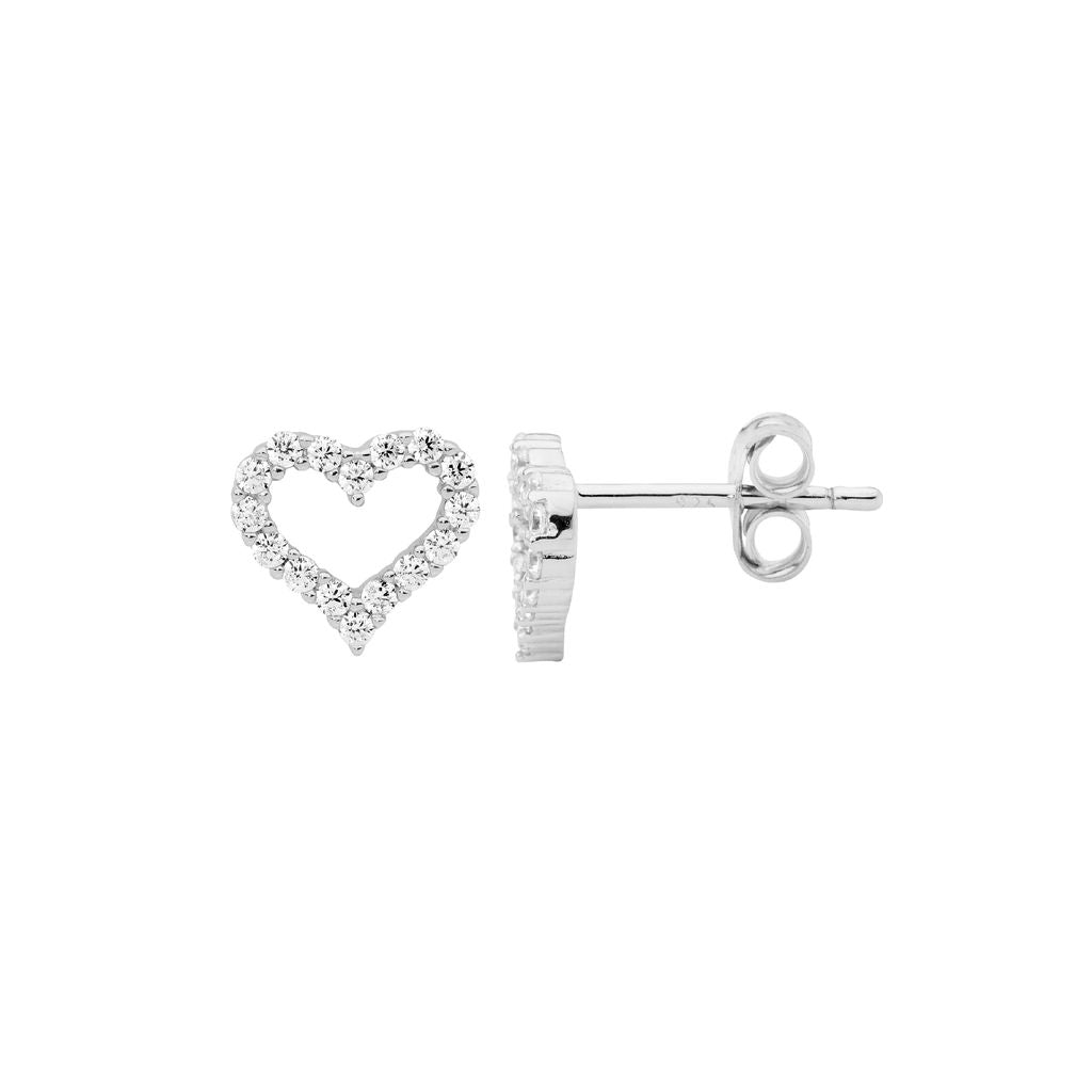 ELLANI Silver CZ Heart Earrings