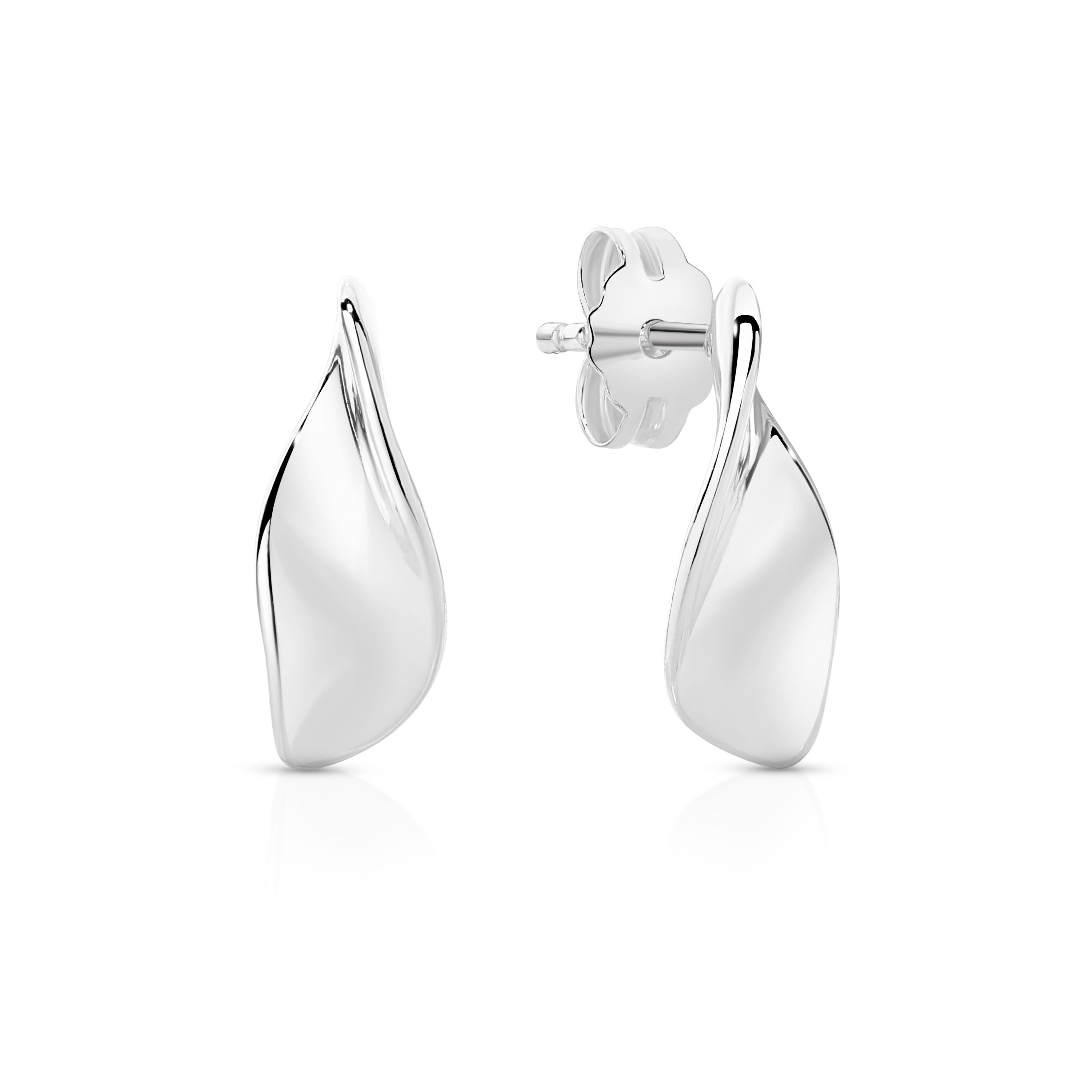 Silver Polished Twist Earrings