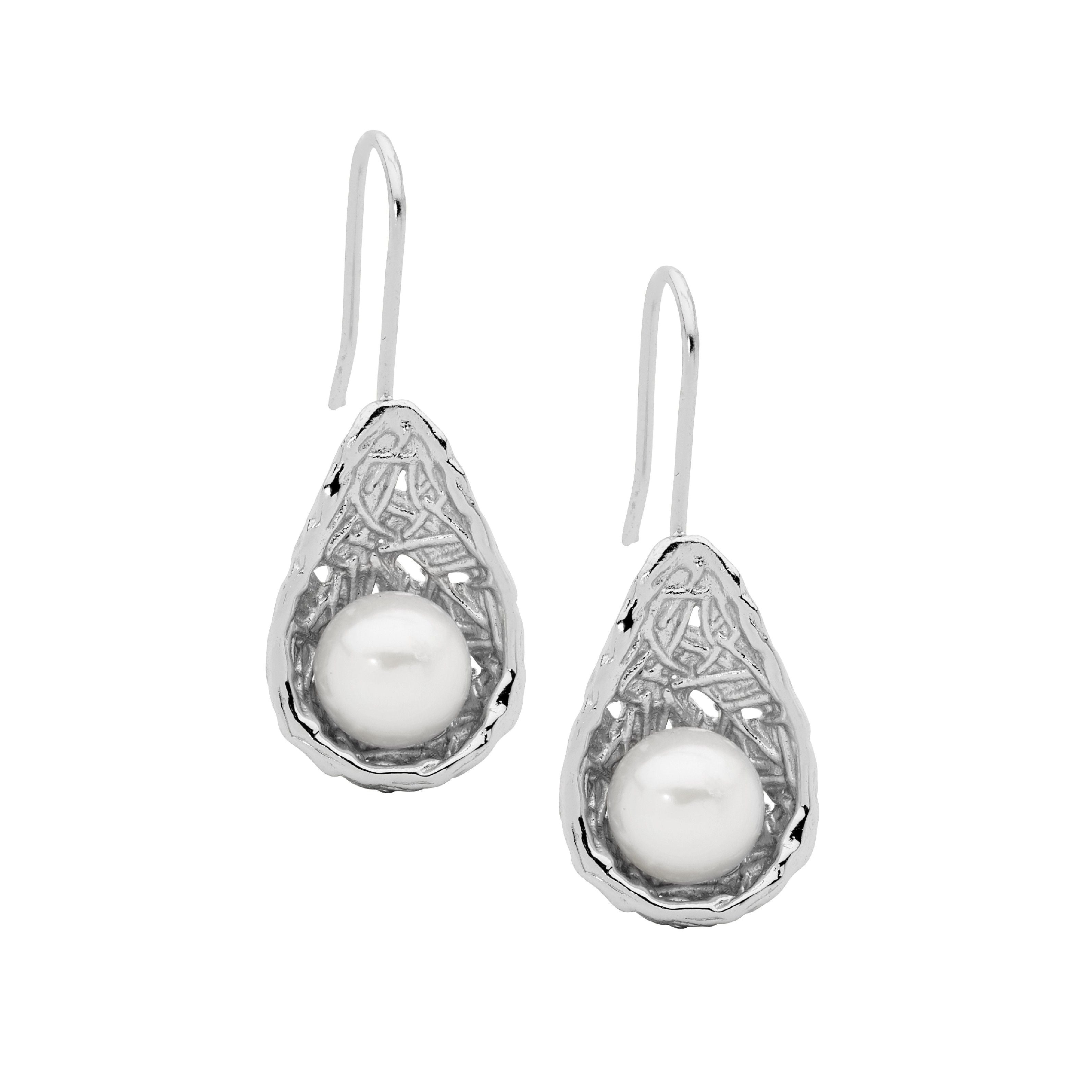 ELLANI Silver Drops with Freshwater Pearl