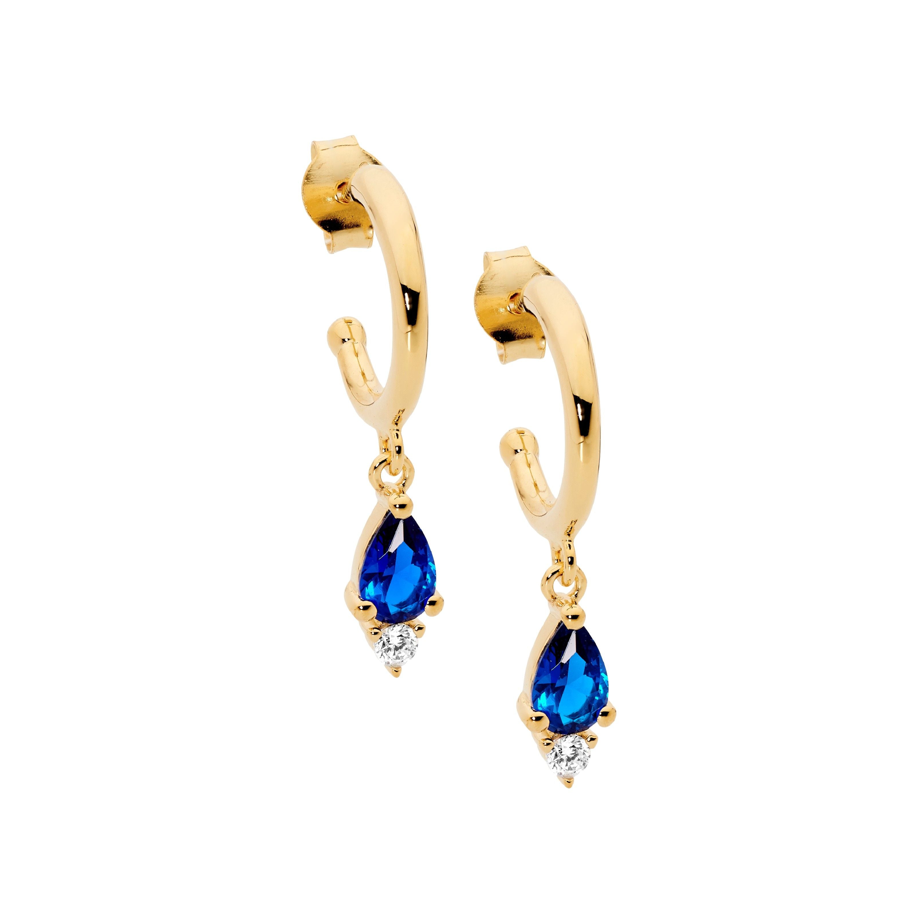 Ellani CZ Dangle Earrings in Gold Plating