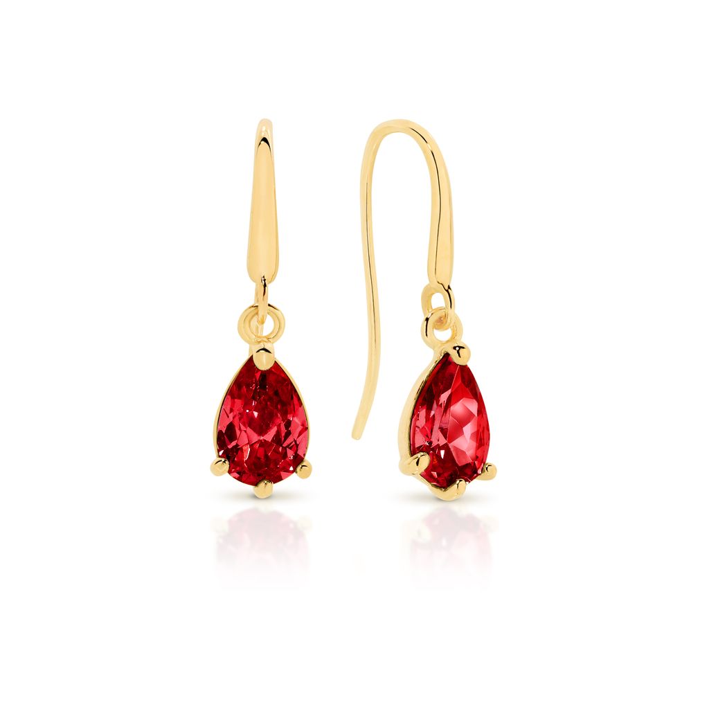 9ct gold ruby coloured CZ earrings
