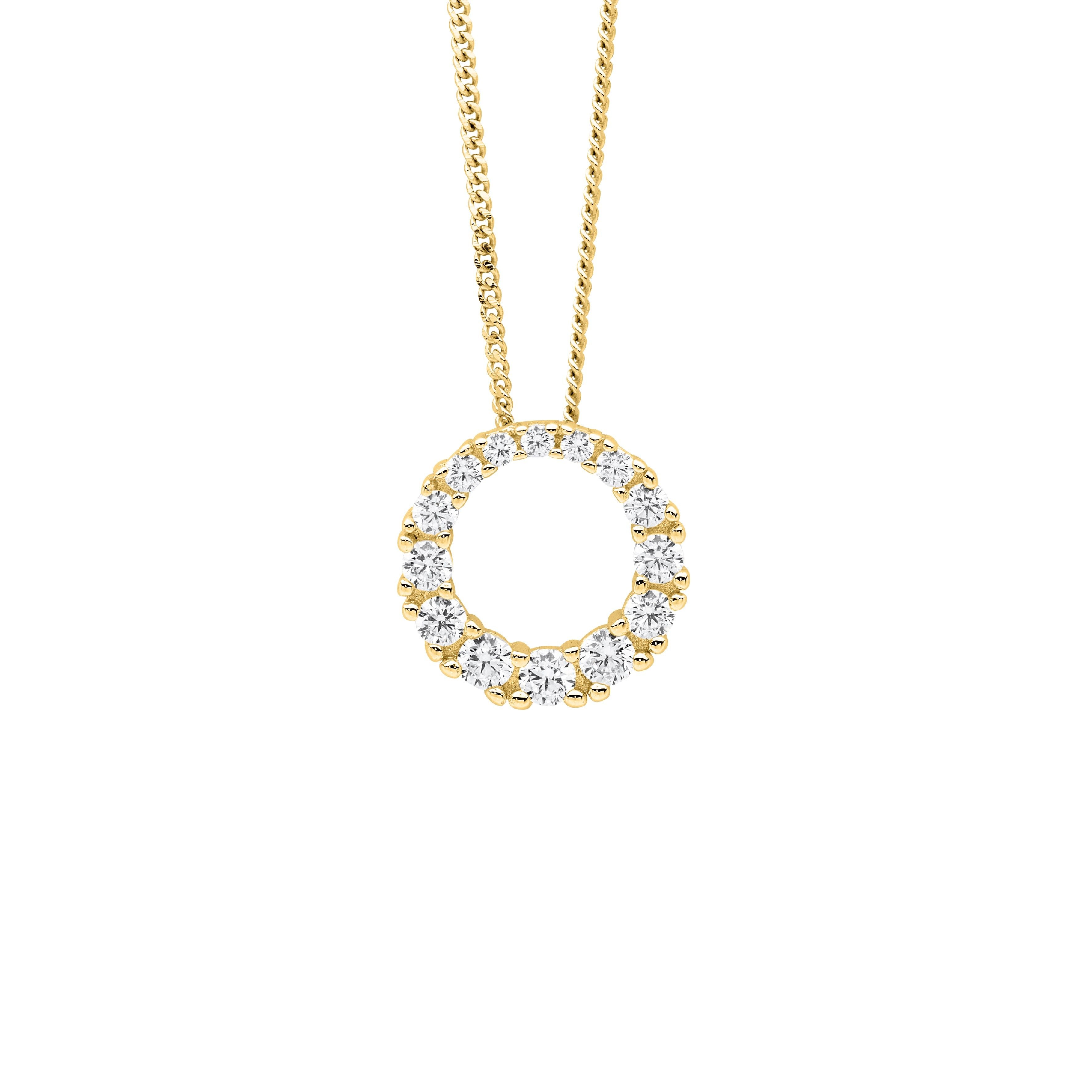 ELLANI Silver CZ Circle Necklet with Gold Plating