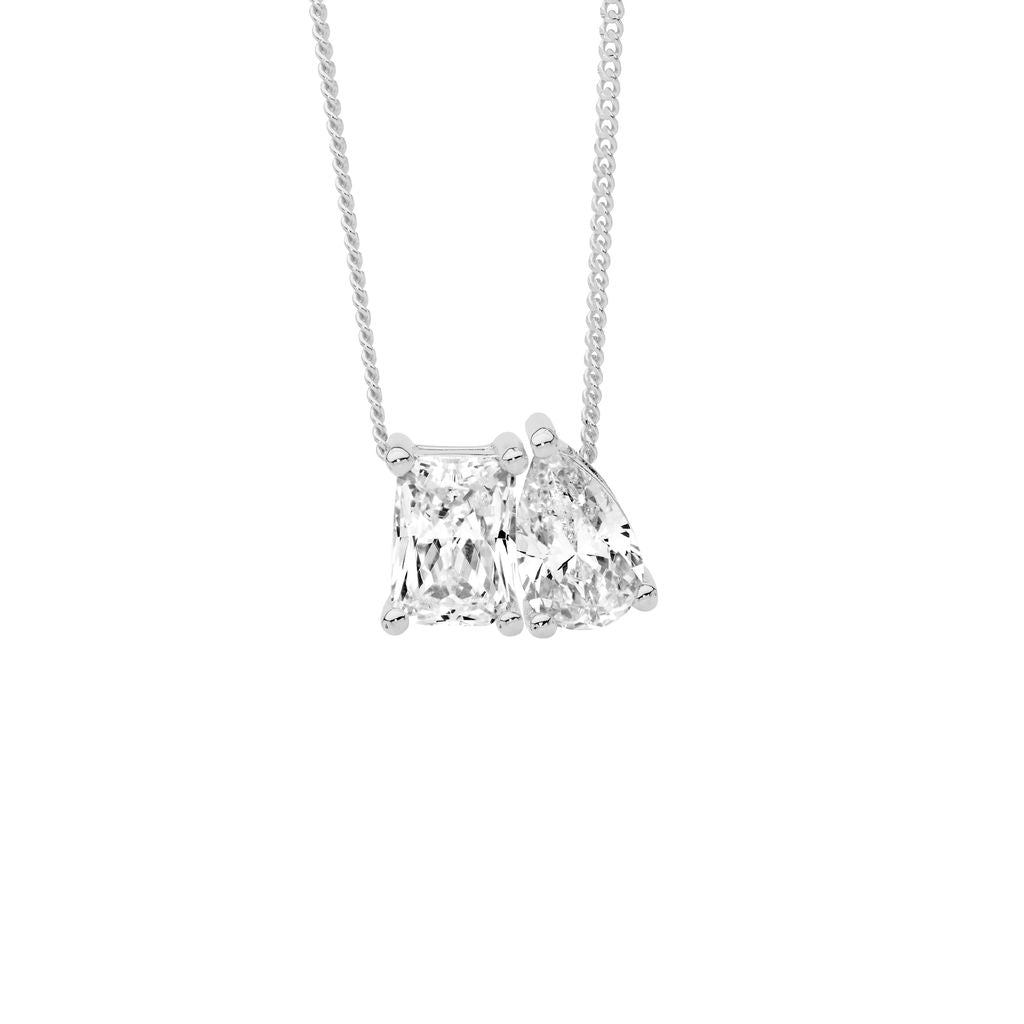 ELLANI Silver CZ Multi-Shape Necklet