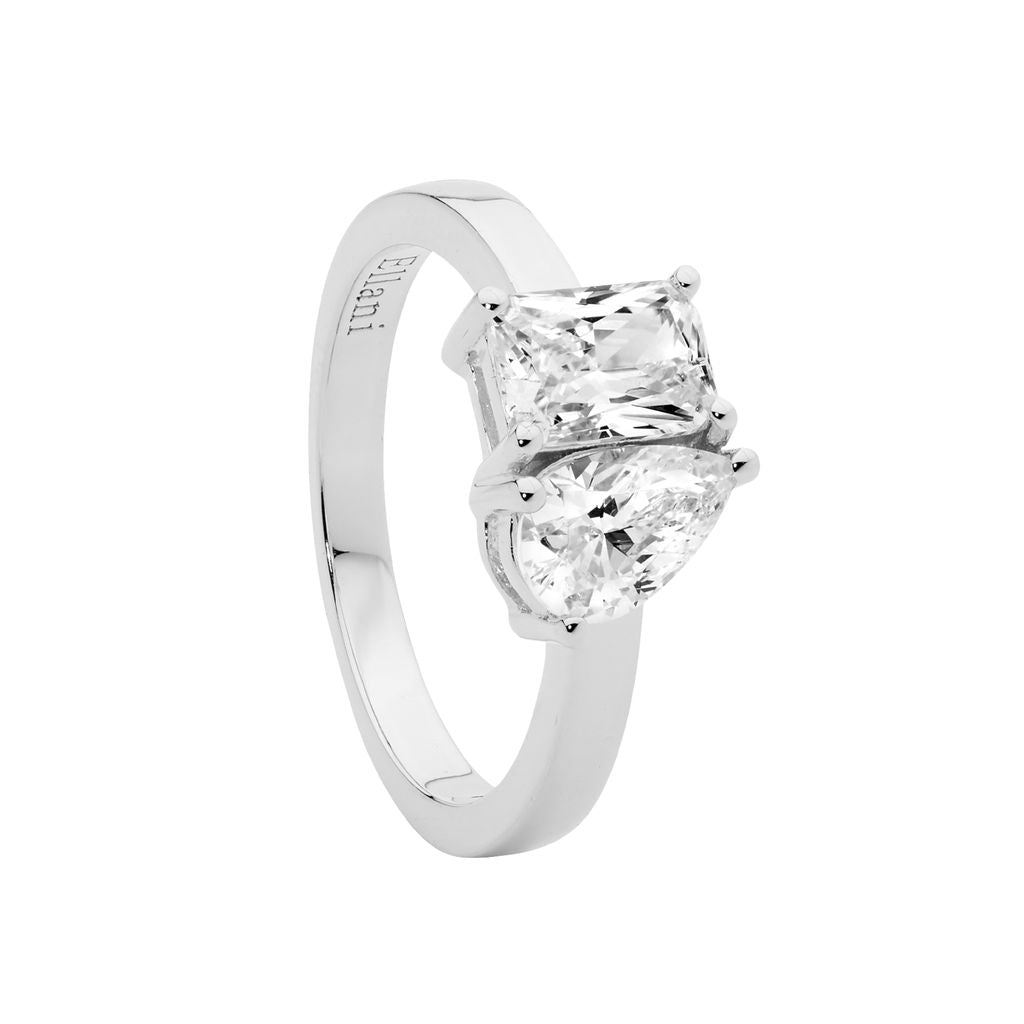 ELLANI Silver CZ Multi-Shape Ring