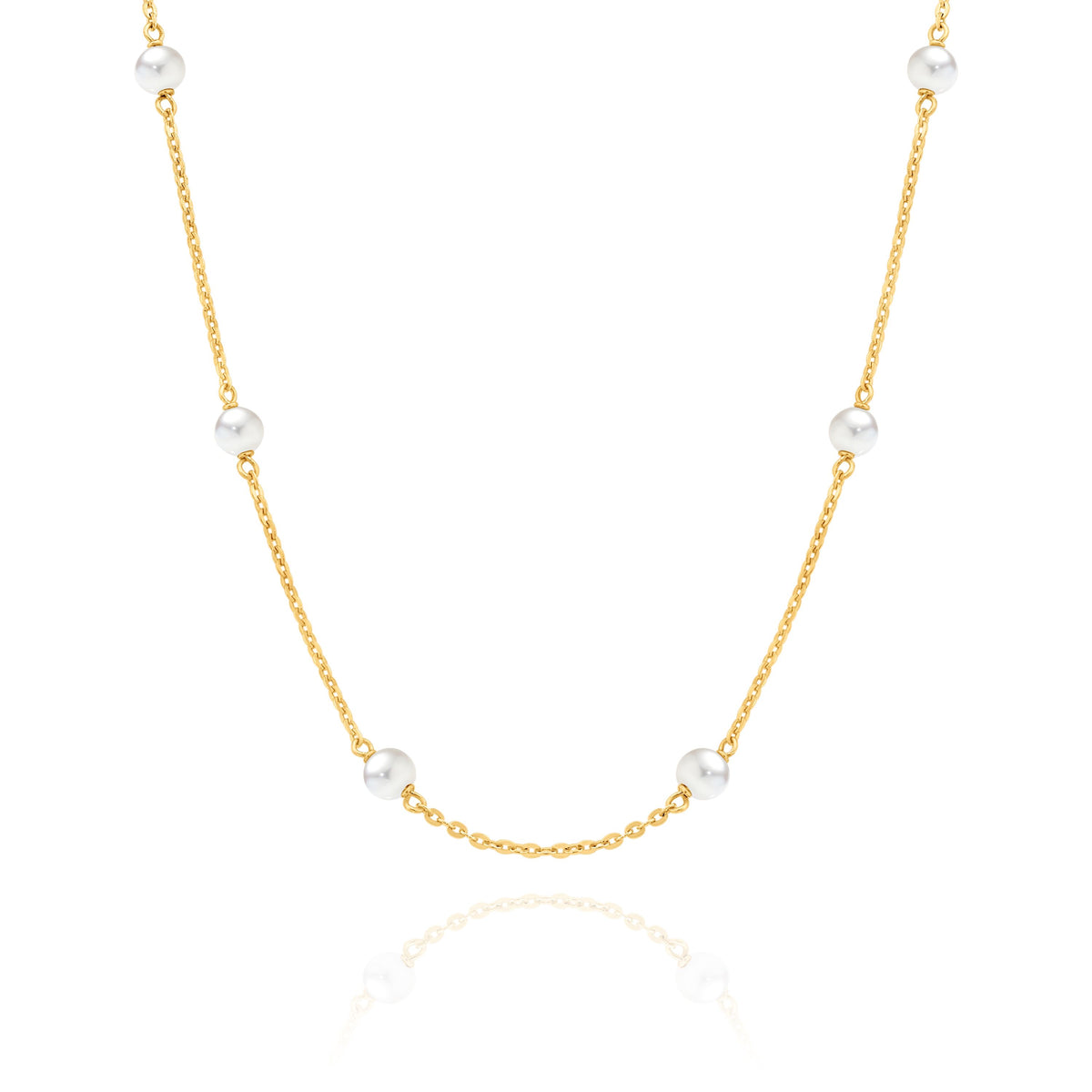 9ct Necklet with Stationary Pearls