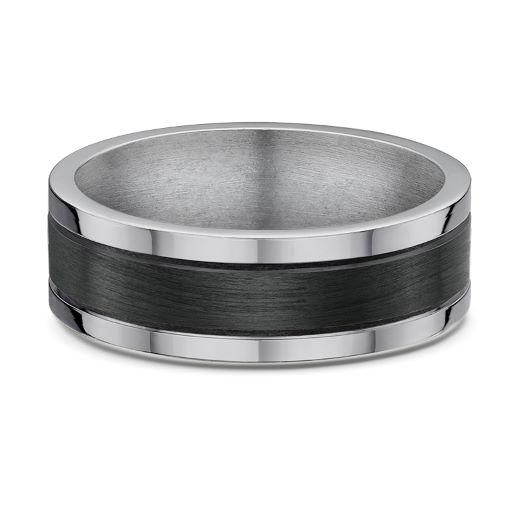 Grey & Black Titanium Carbon Fibre Mens Wedding Ring