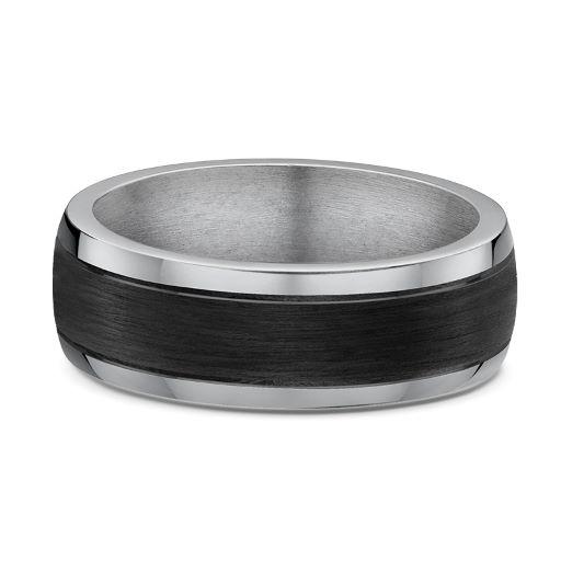 Grey & Black Titanium Carbon Fibre Mens Wedding Ring