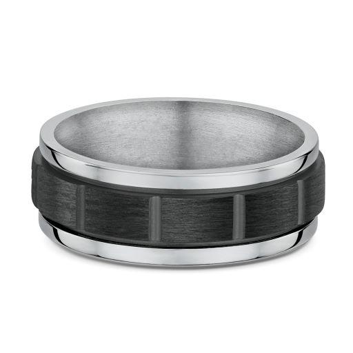 Grey & Black Titanium Carbon Fibre Mens Wedding Ring