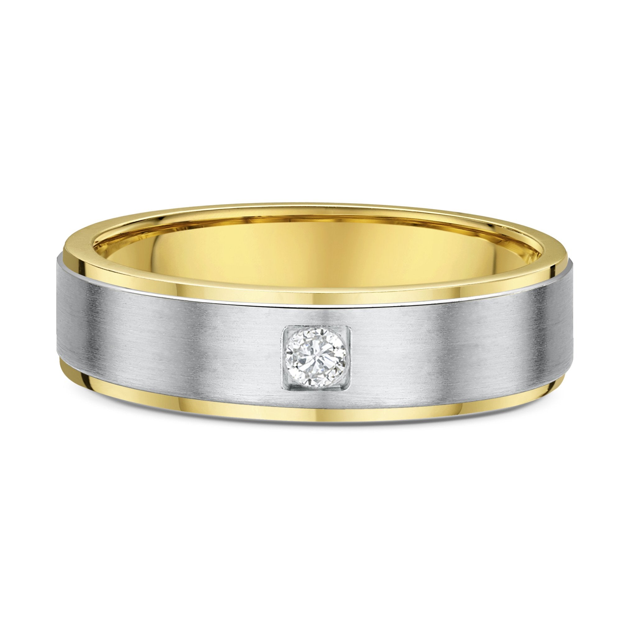 9ct 2-Tone White & Yellow Gold Mens Wedding Ring