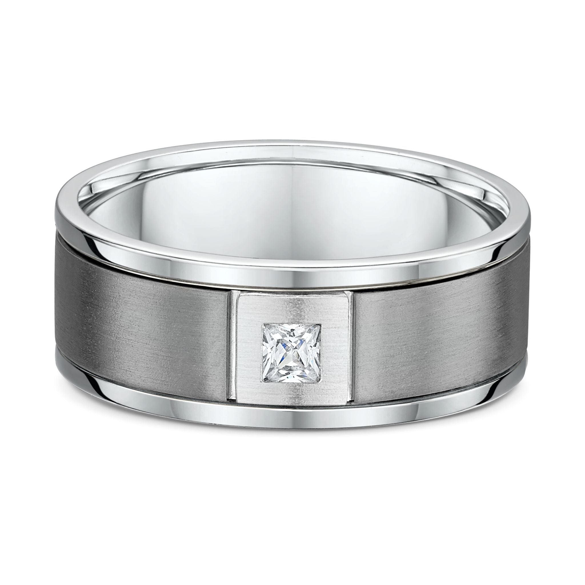9ct 2-Tone White Gold & Titanuim Mens Wedding Ring