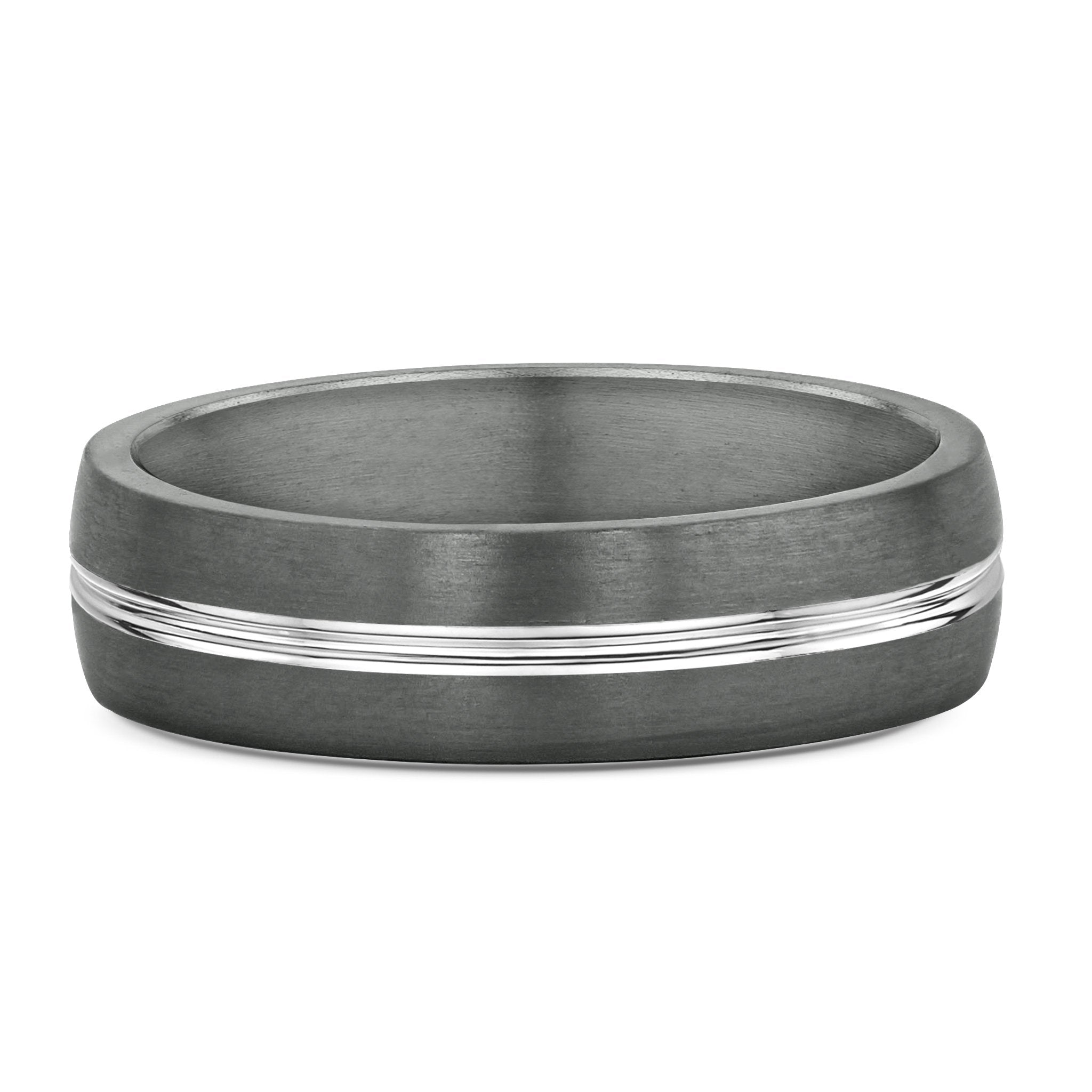 Tantalum White Gold & Dark Grey Mens Wedding Ring