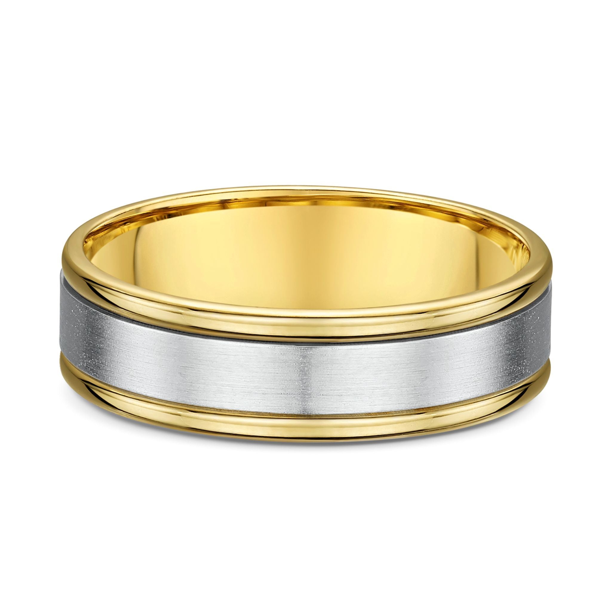 9ct 2-Tone White & Yellow Gold Mens Wedding Ring