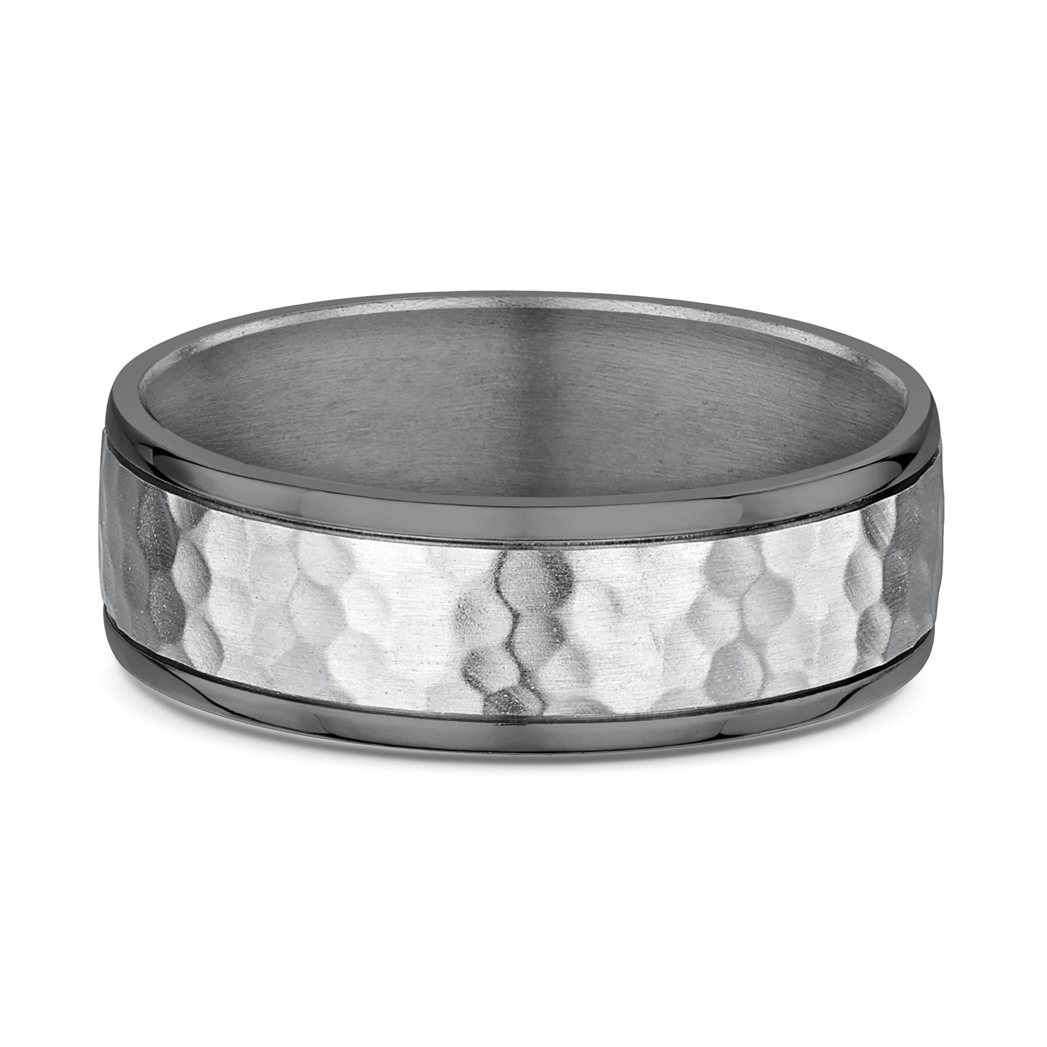 Tantalum White Gold & Dark Grey Mens Wedding Ring
