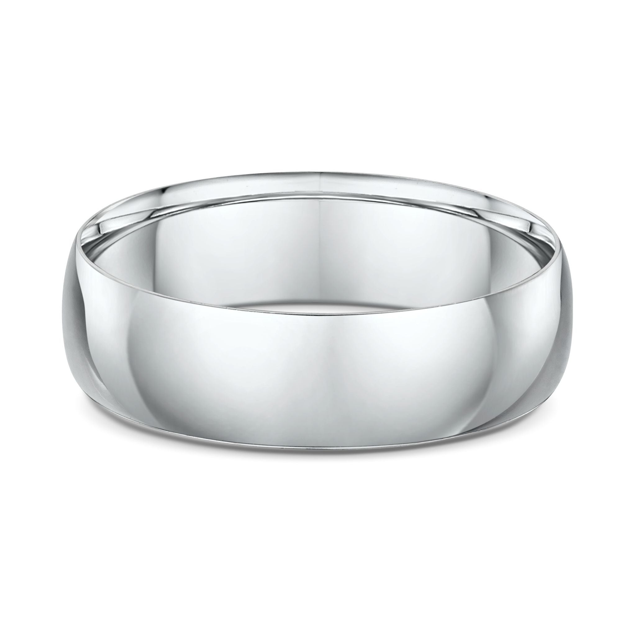 9ct White Gold Half Round Mens Wedding Ring