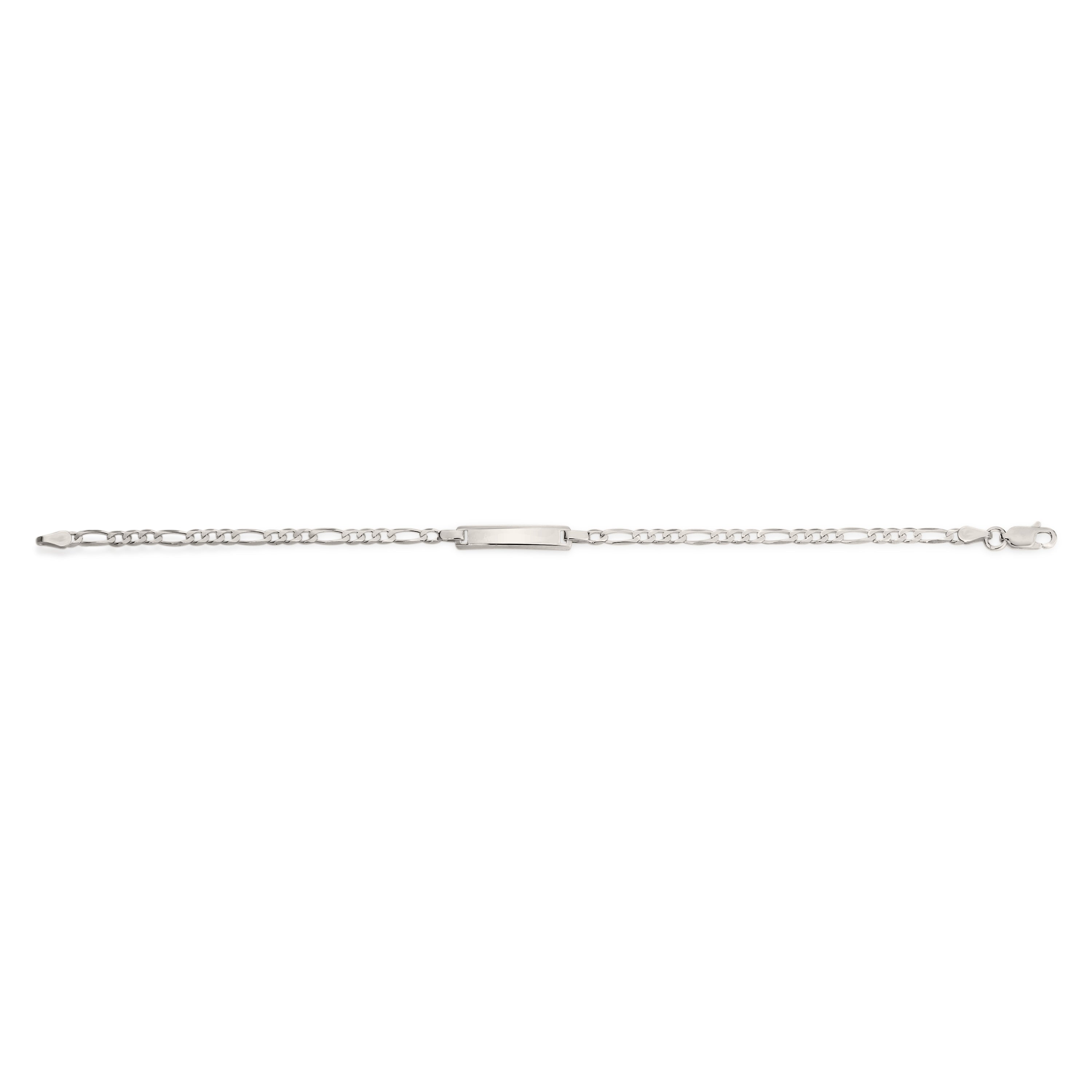 Silver figaro engravable ID Bracelet