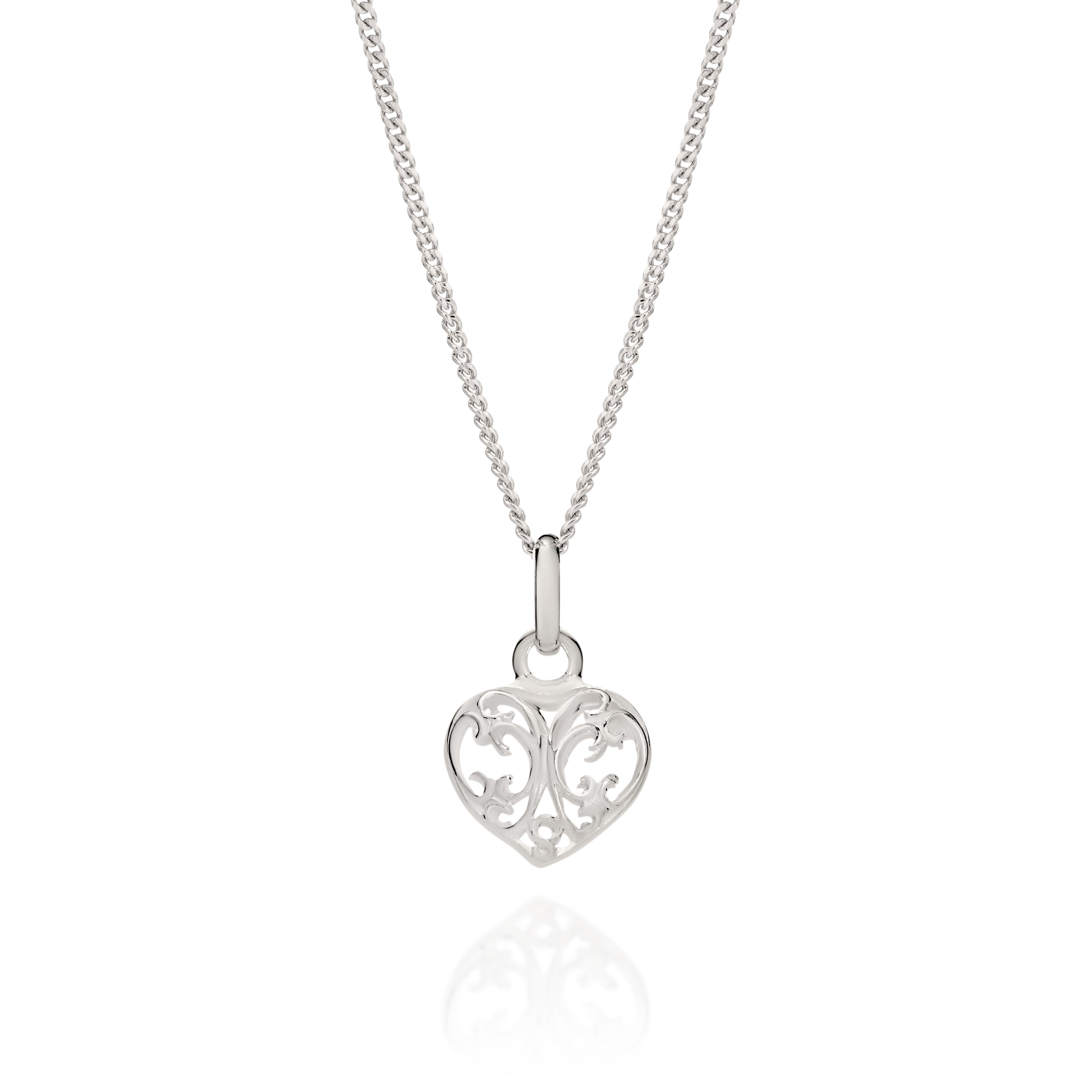 Silver Small Filigree Puffed Heart Pendant
