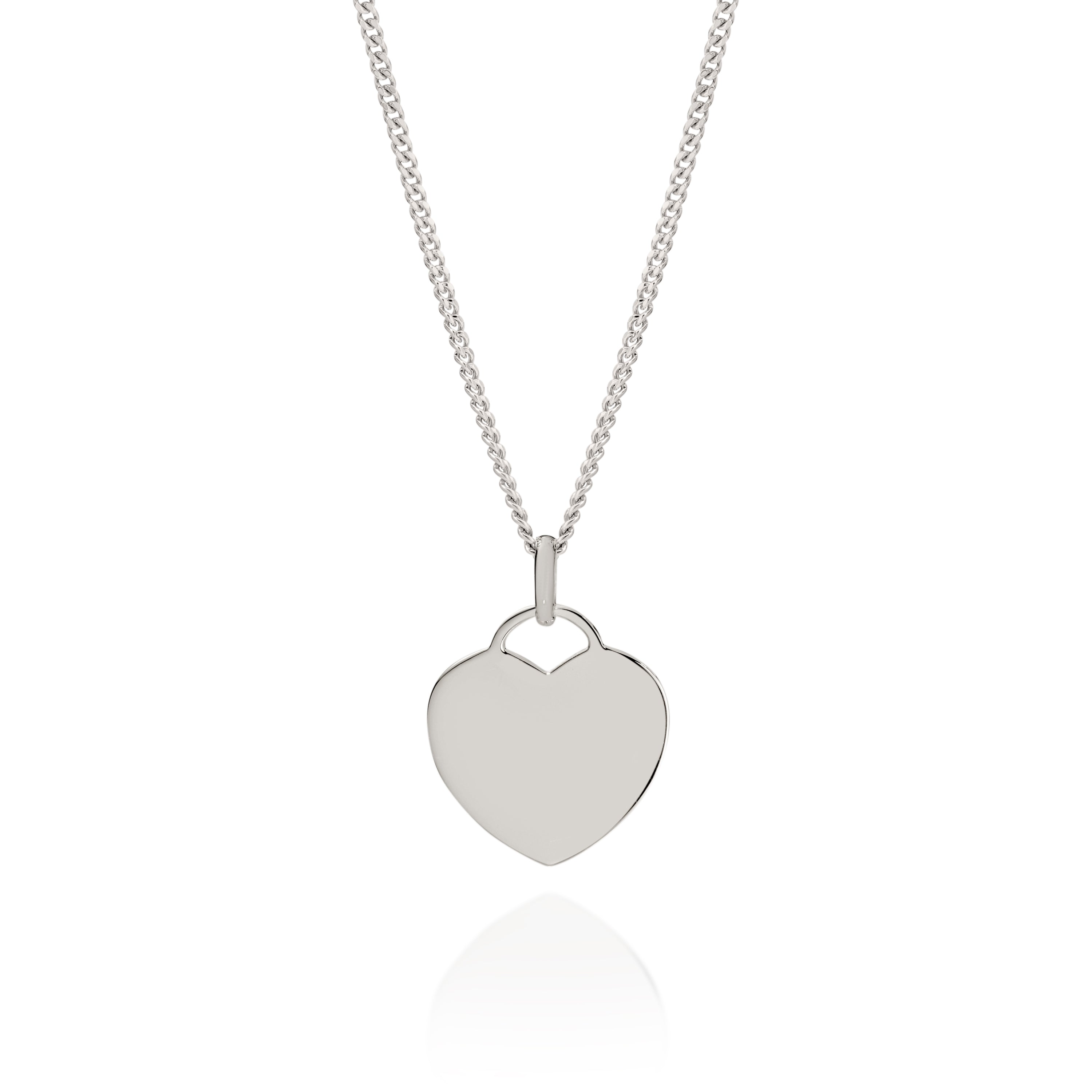 Silver Engravable Heart Disc Pendant
