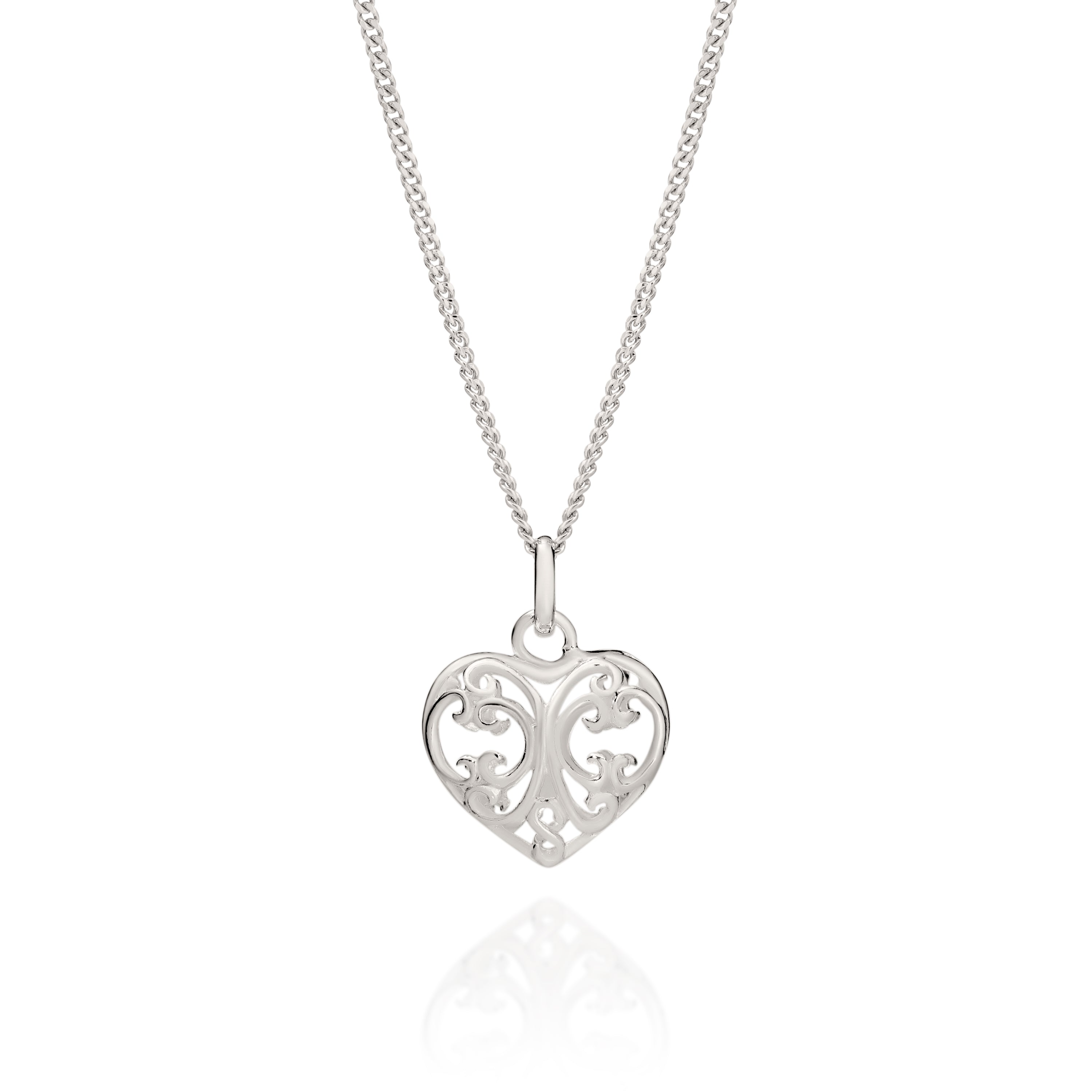Silver Filigree Puffed Heart Pendant