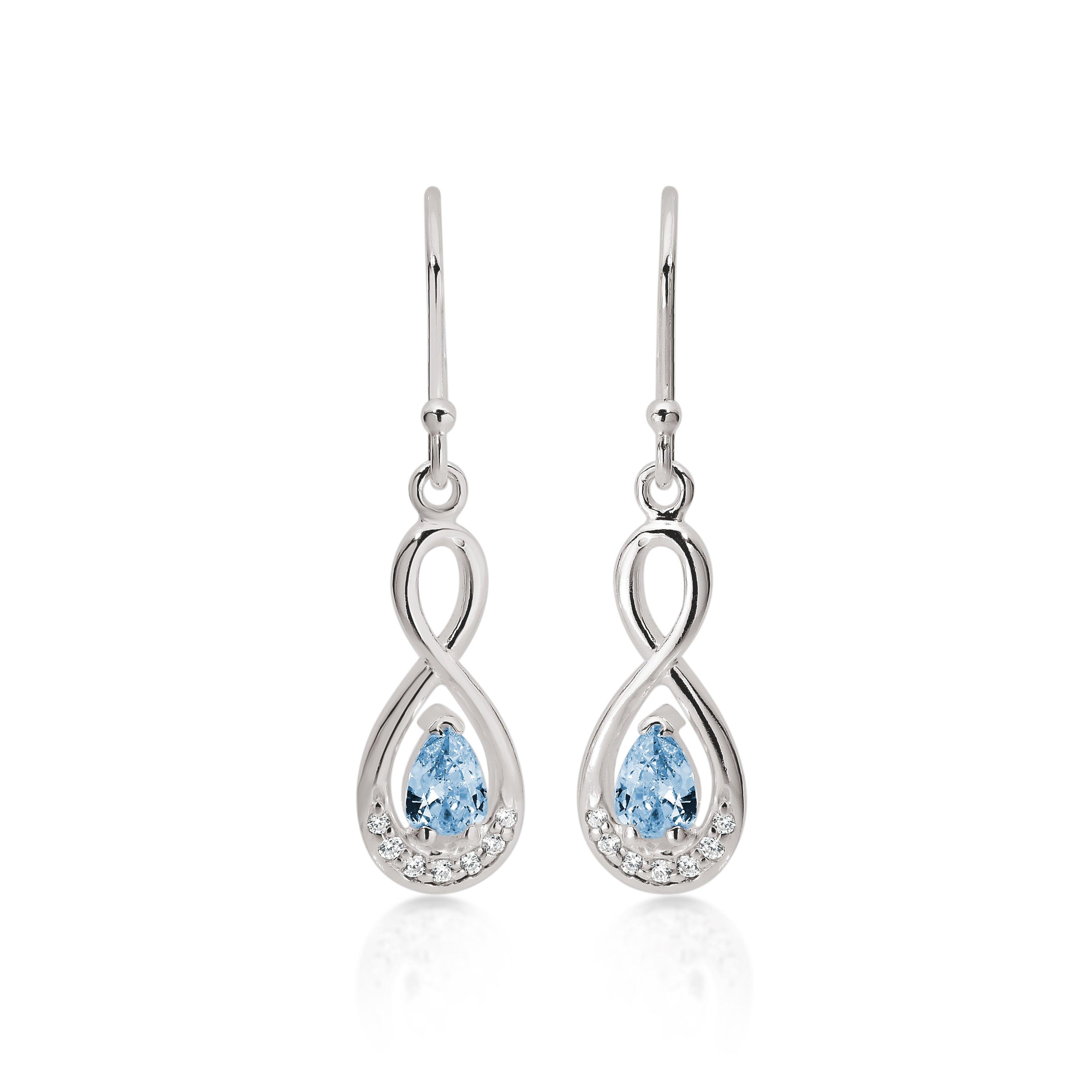 Silver blue CZ infinity drops