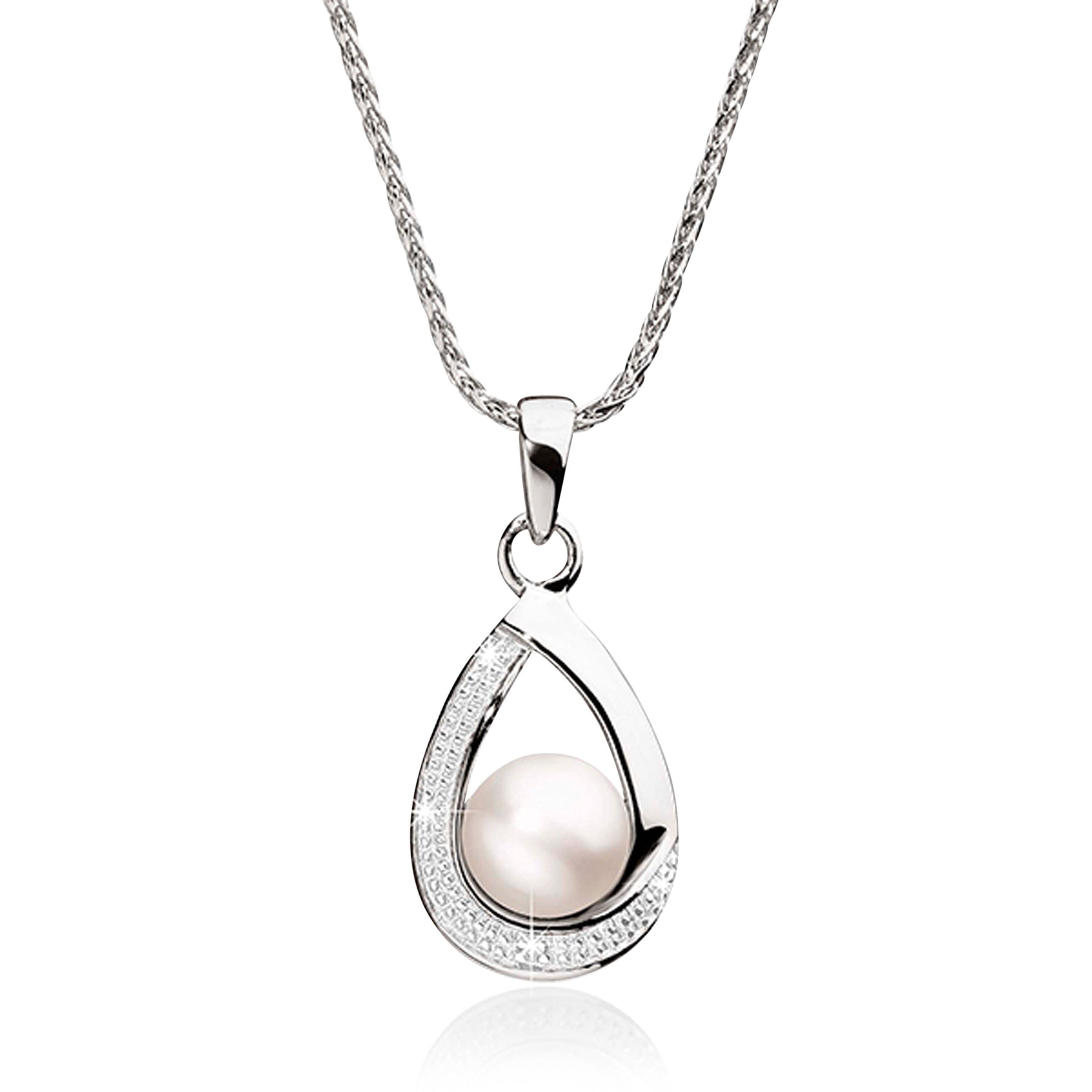 Silver Pearl & Diamond Pendant
