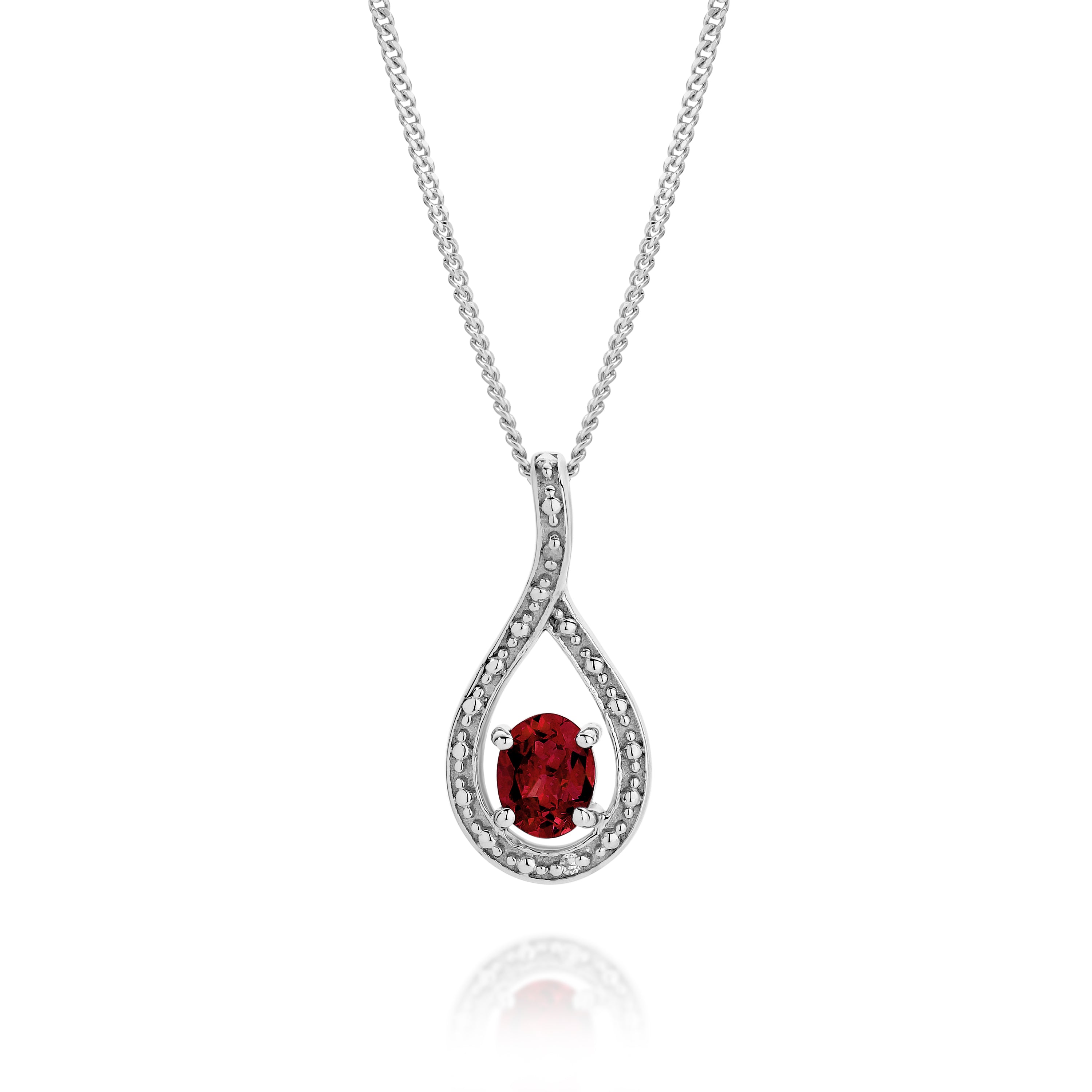 Silver Garnet & Diamond Pendant