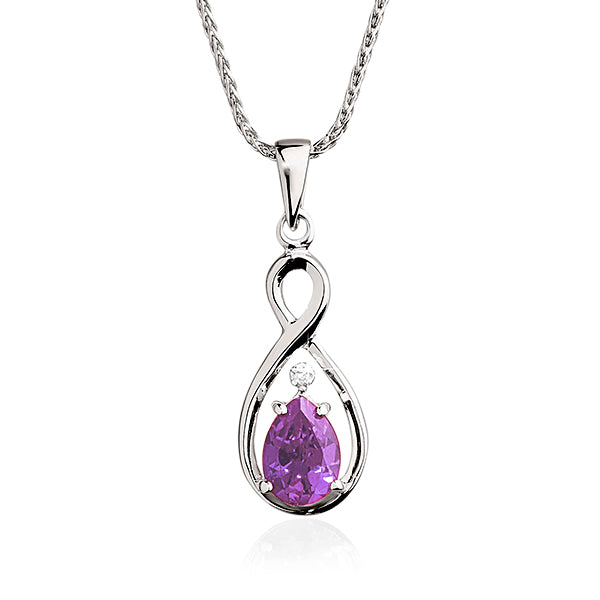 Silver Amethyst & Diamond Pendant
