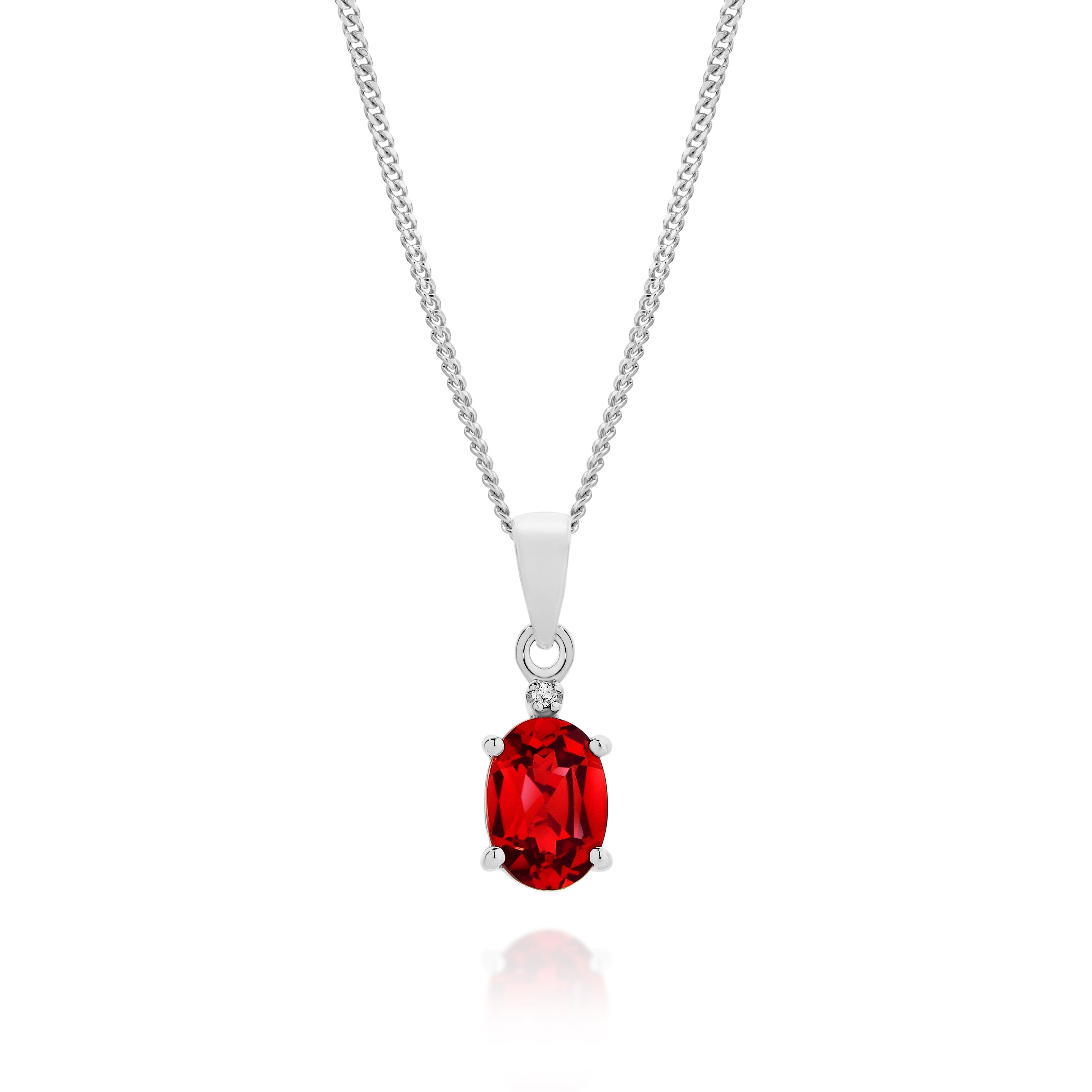 Silver Cr Ruby & Diamond Pendant