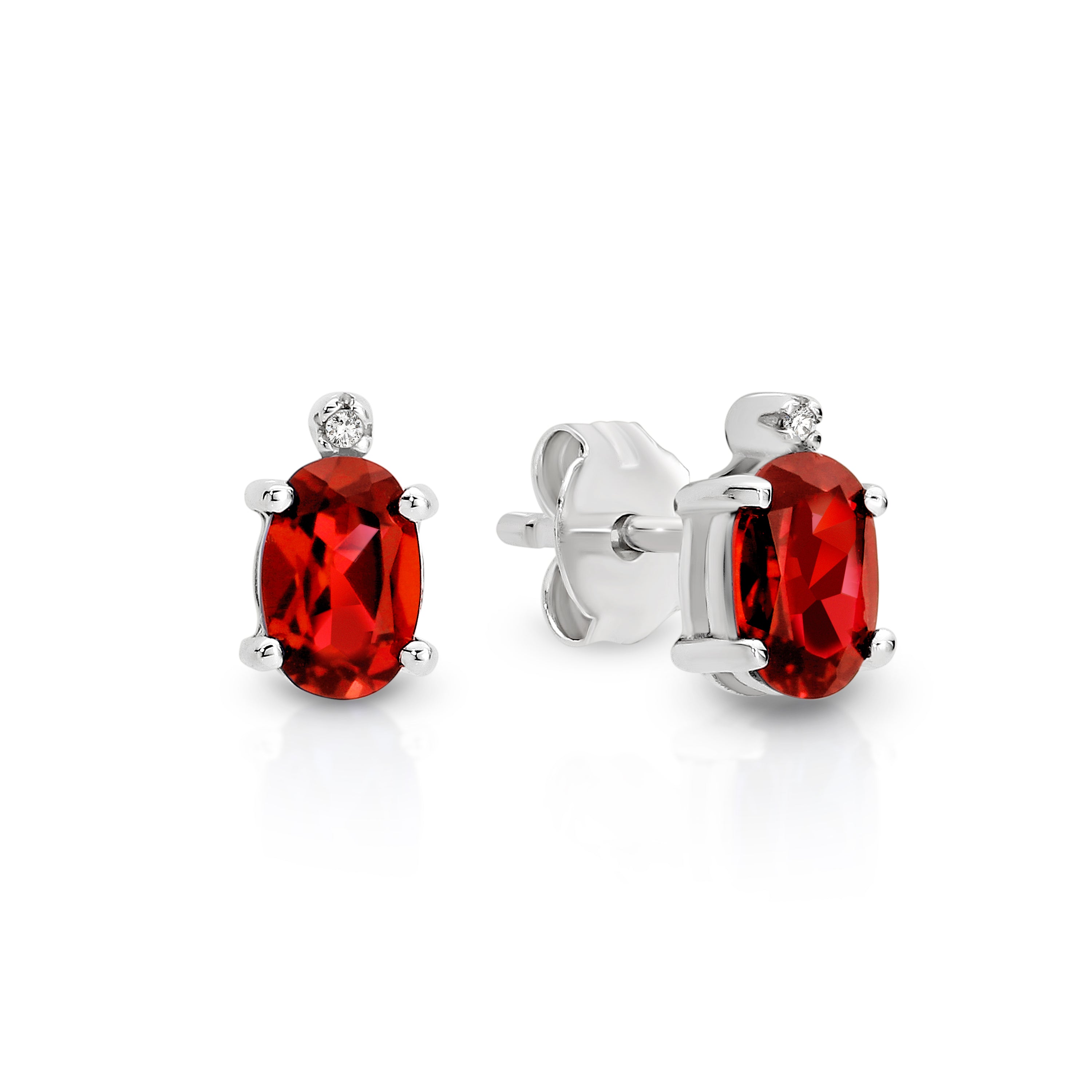 Silver cr ruby & diamond earrings