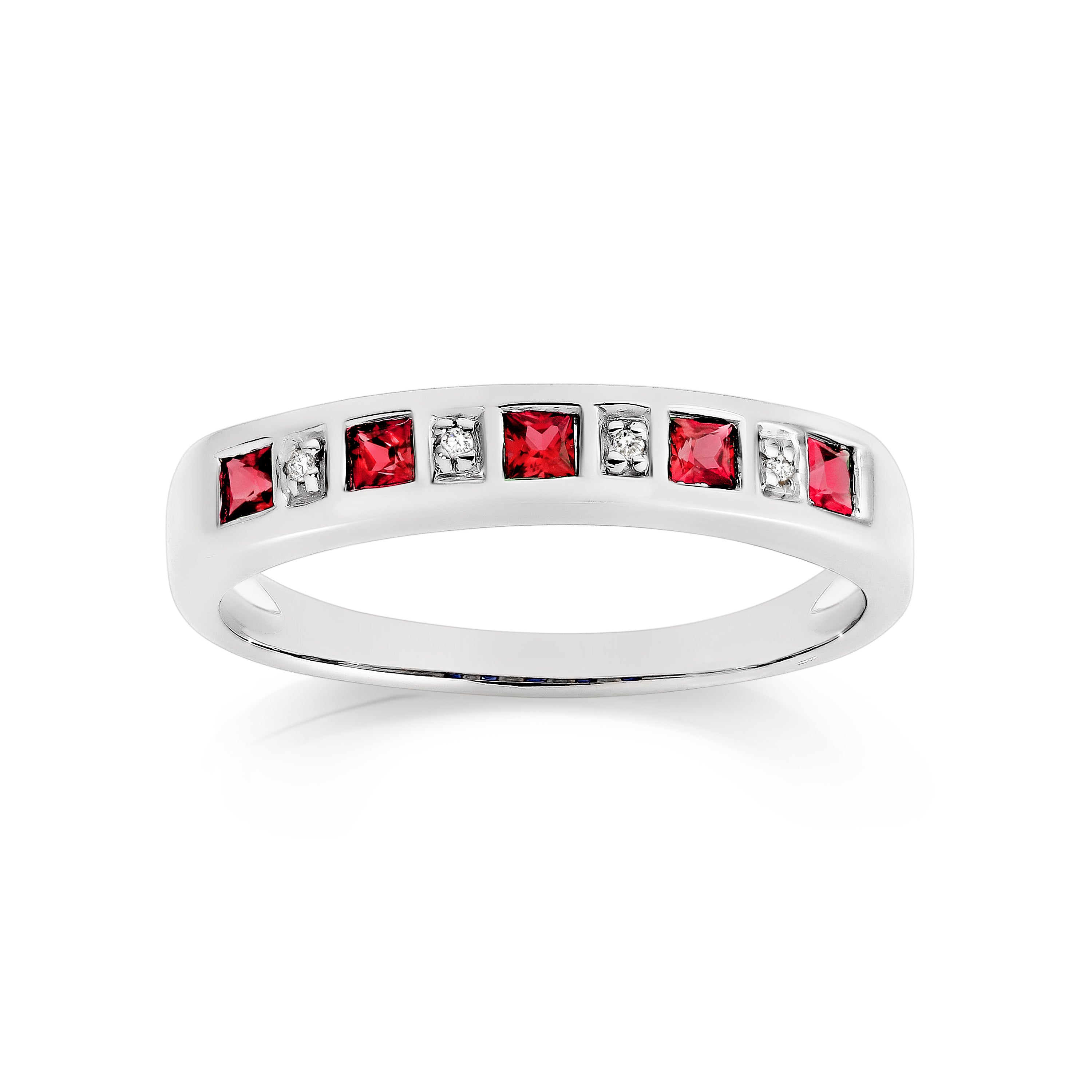 Silver cr ruby & diamond ring