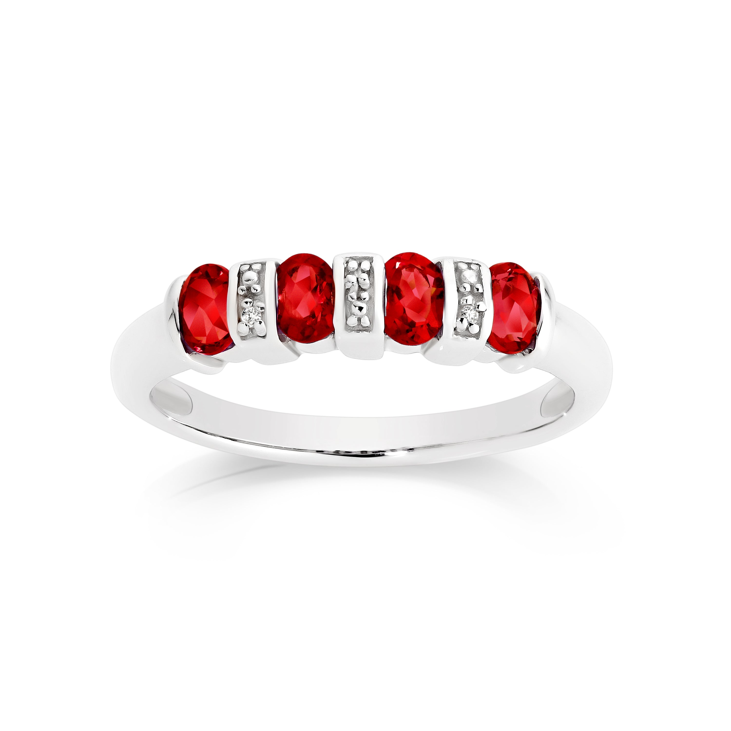 Silver cr ruby & diamond ring