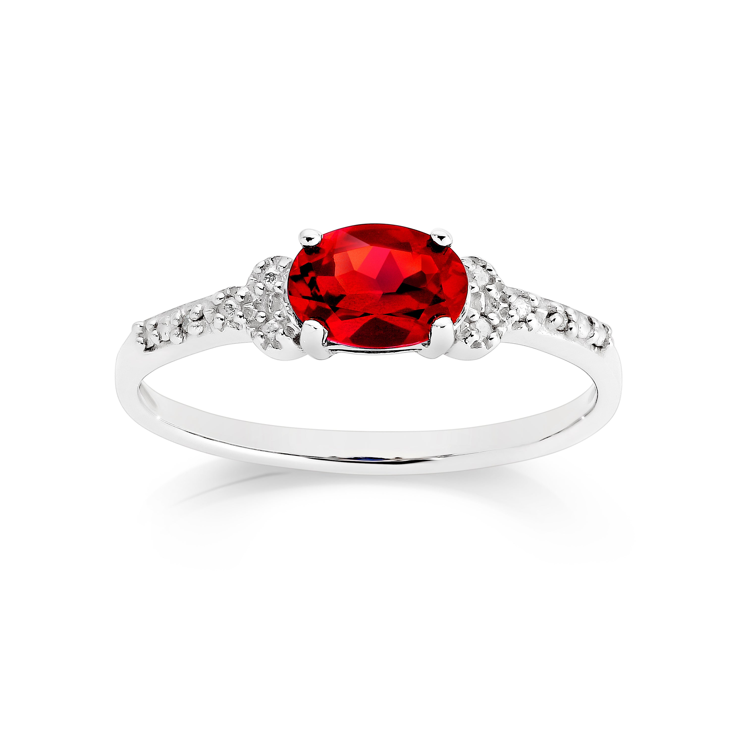 Silver cr ruby & diamond ring