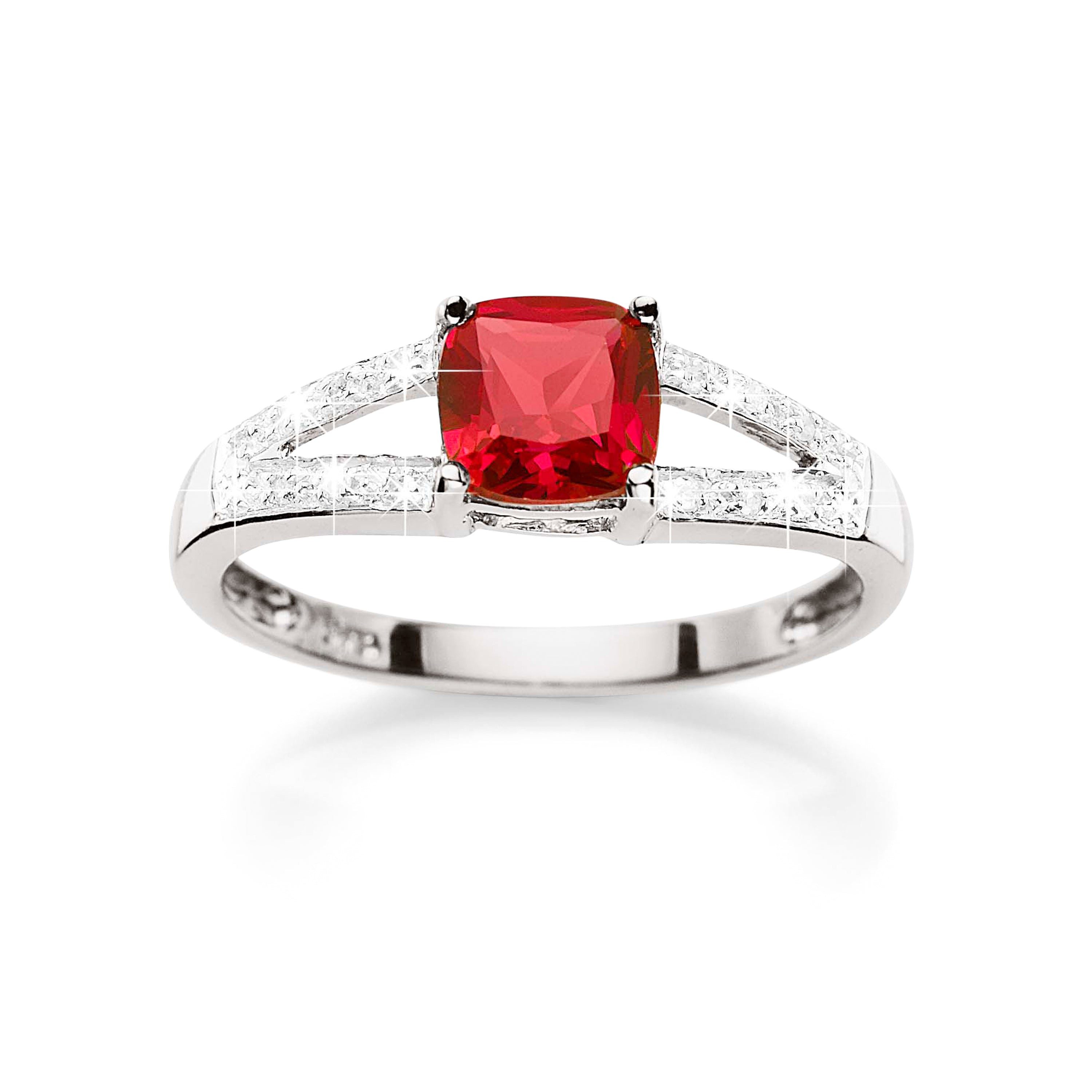 Silver cr ruby & diamond ring