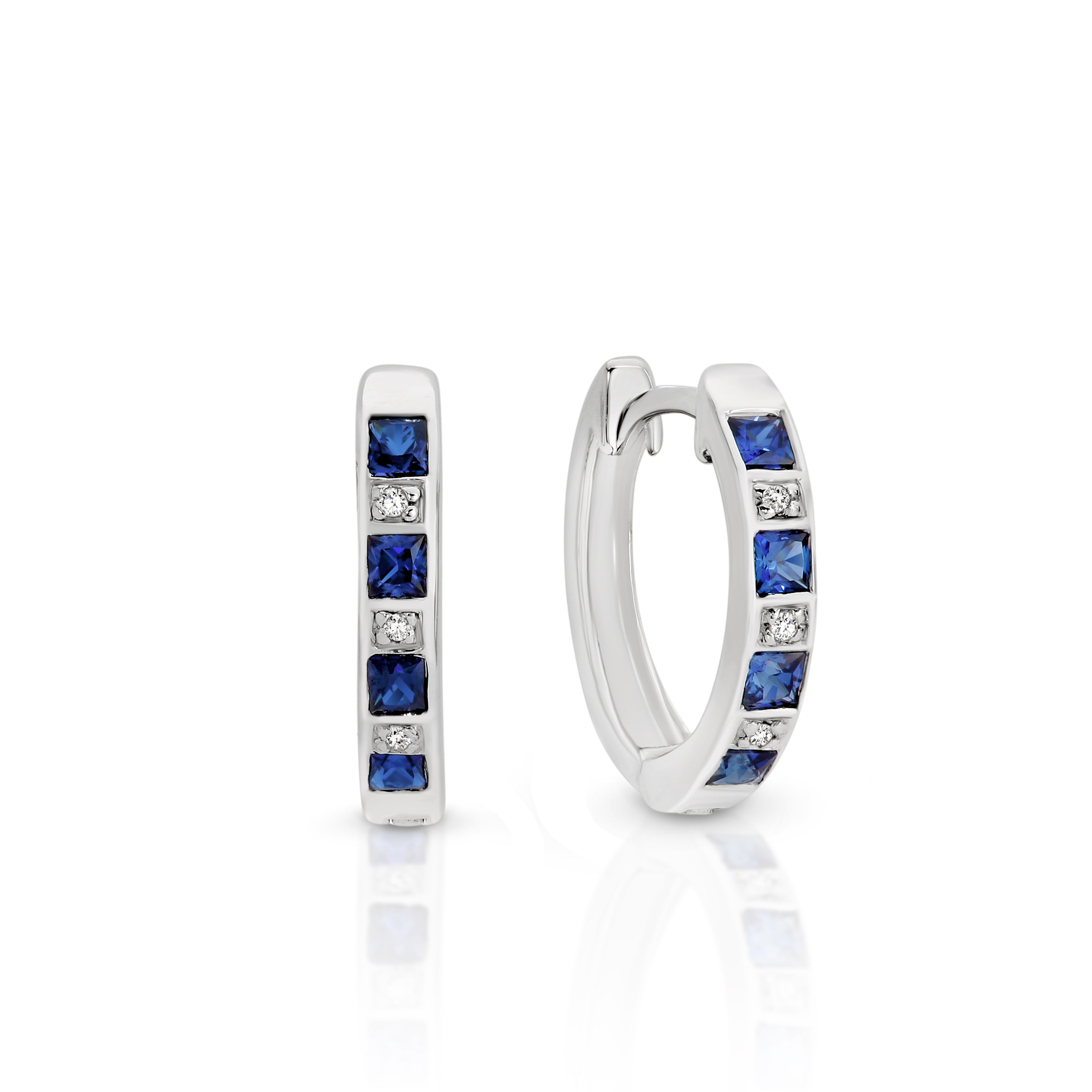 Silver cr sapphire & diamond earrings