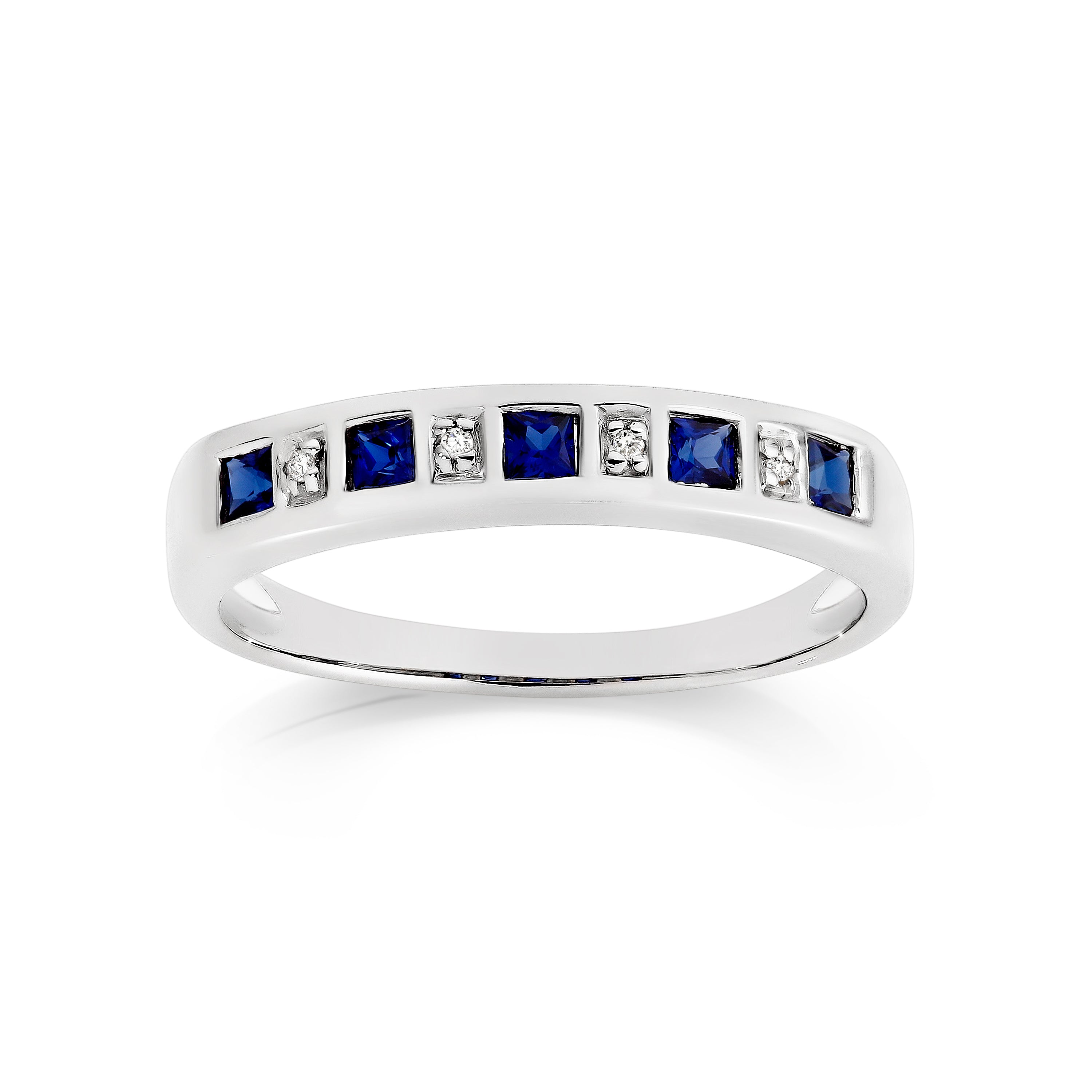 Silver cr sapphire & diamond ring