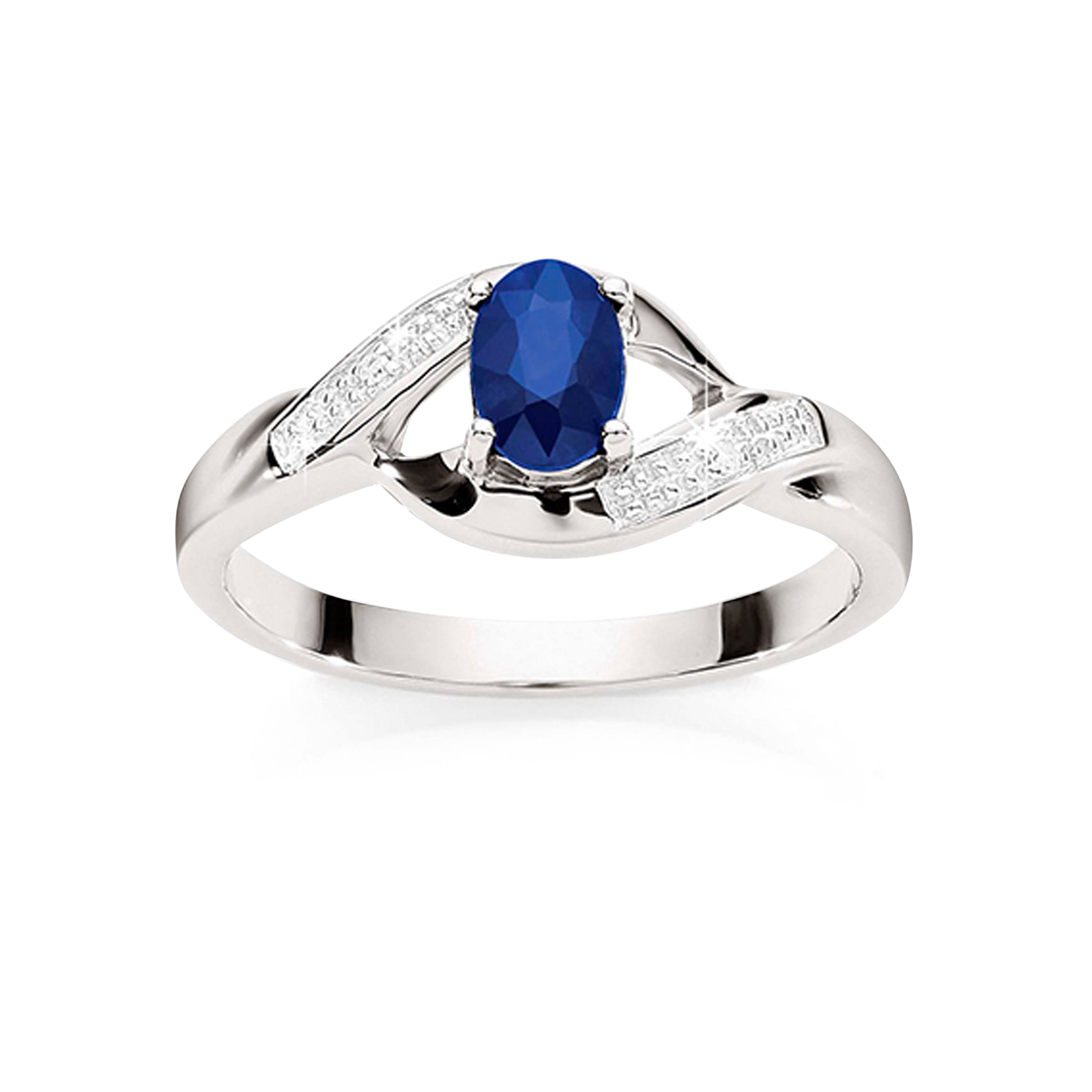 Silver cr sapphire & diamond ring
