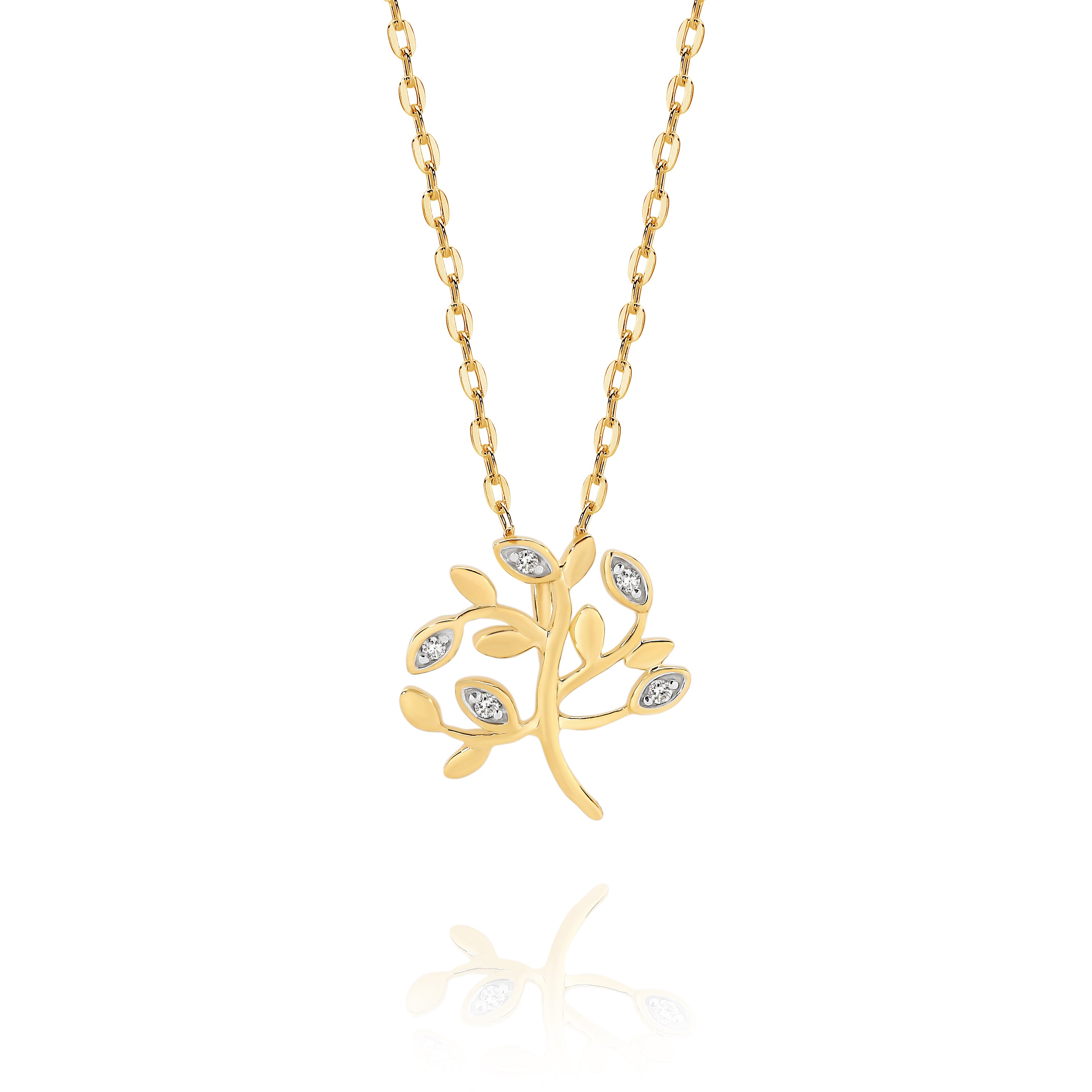 9ct gold diamond tree of life pendant