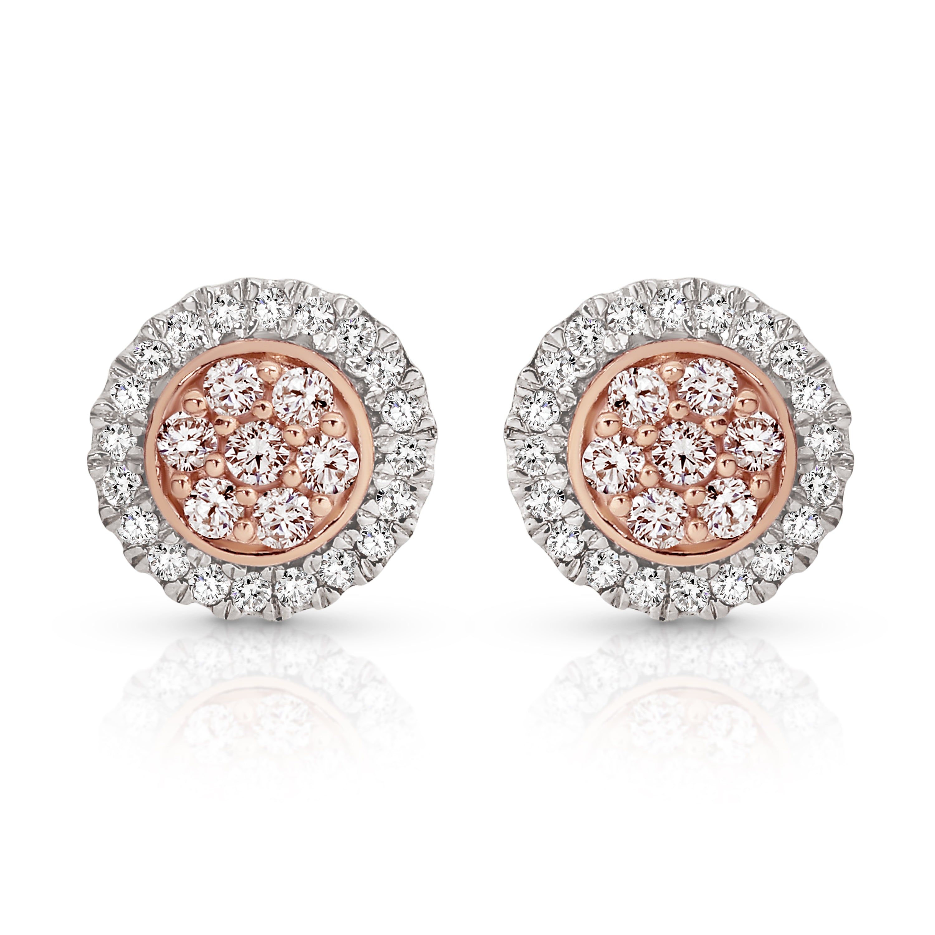 9ct white gold 0.25ct Australian pink diamond earrings