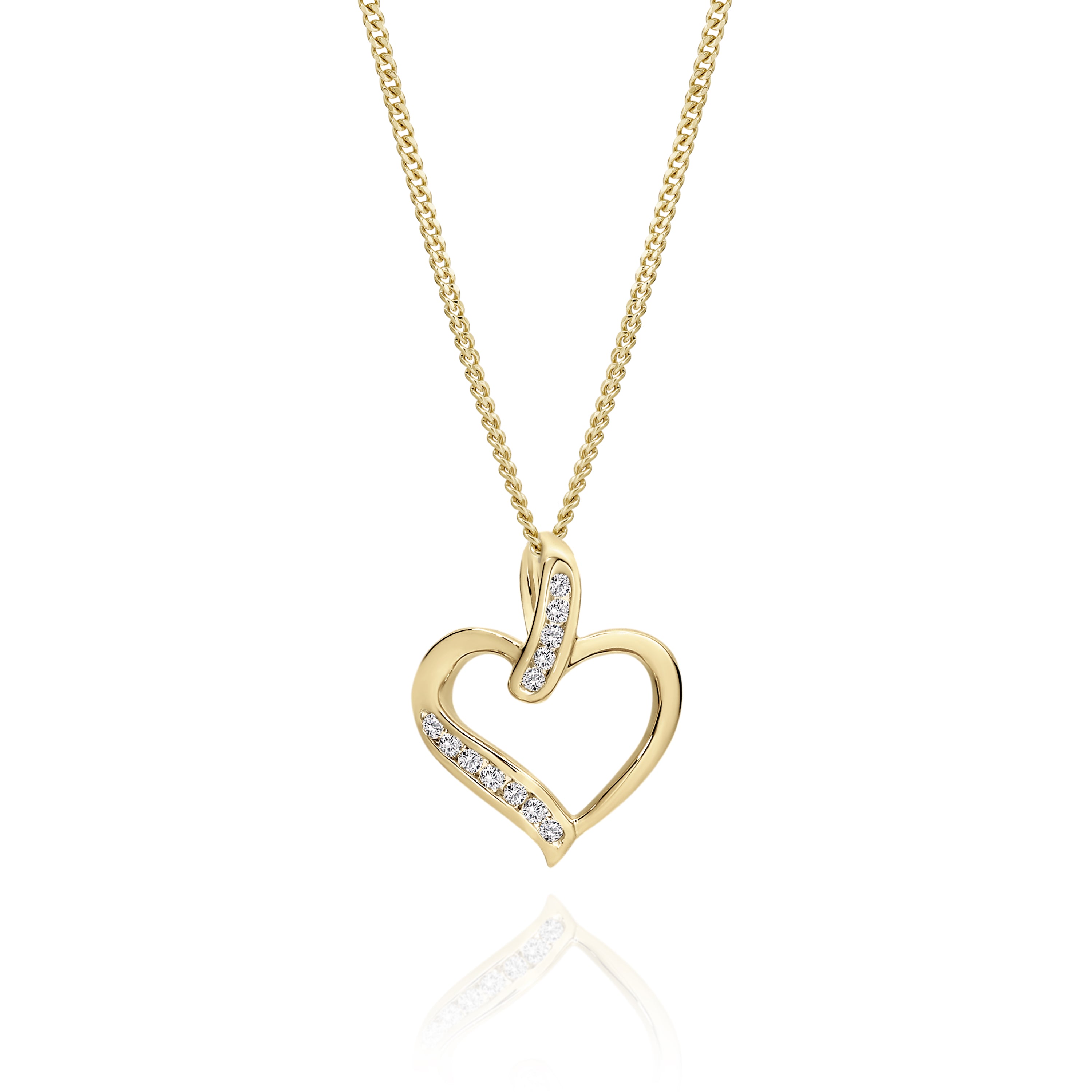 9ct Gold Diamond Heart Pendant