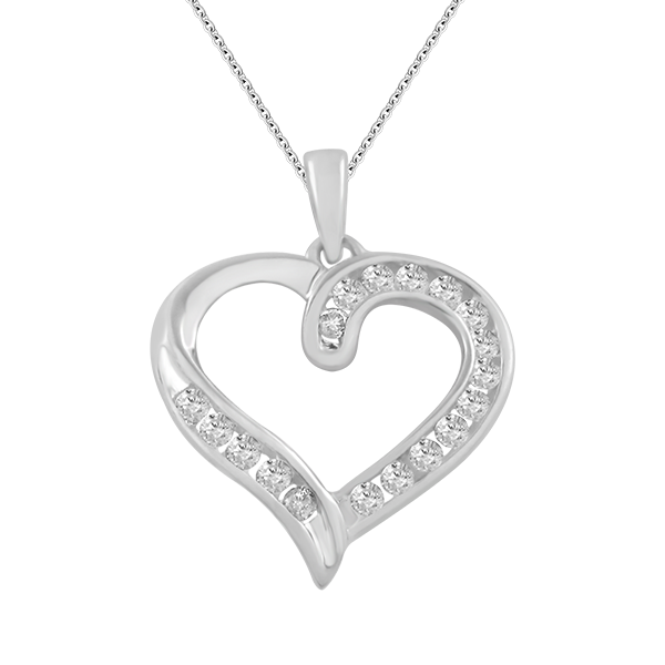 9ct White Gold 0.28ct Diamond Heart Pendant