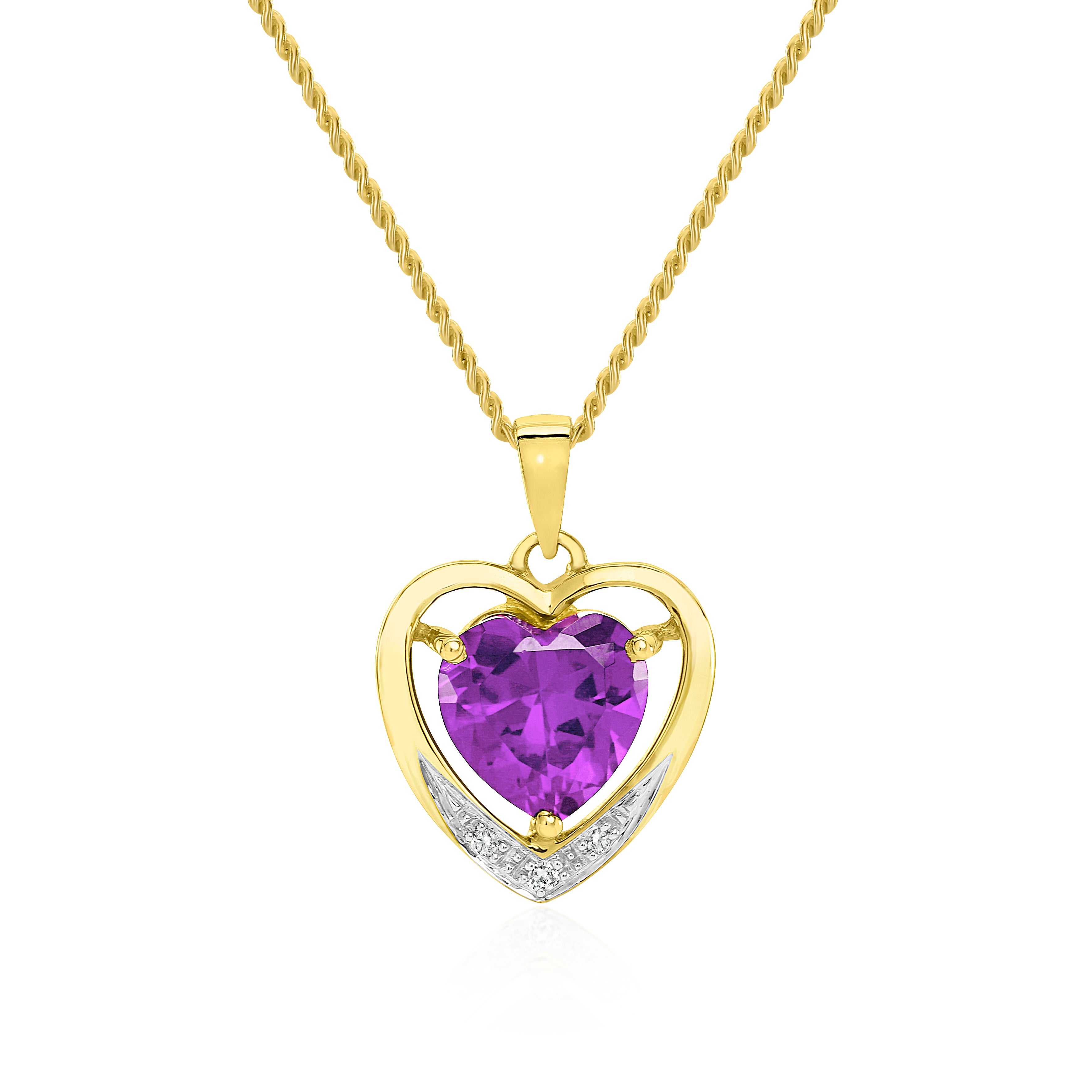 9ct Amethyst And Diamond Pendant