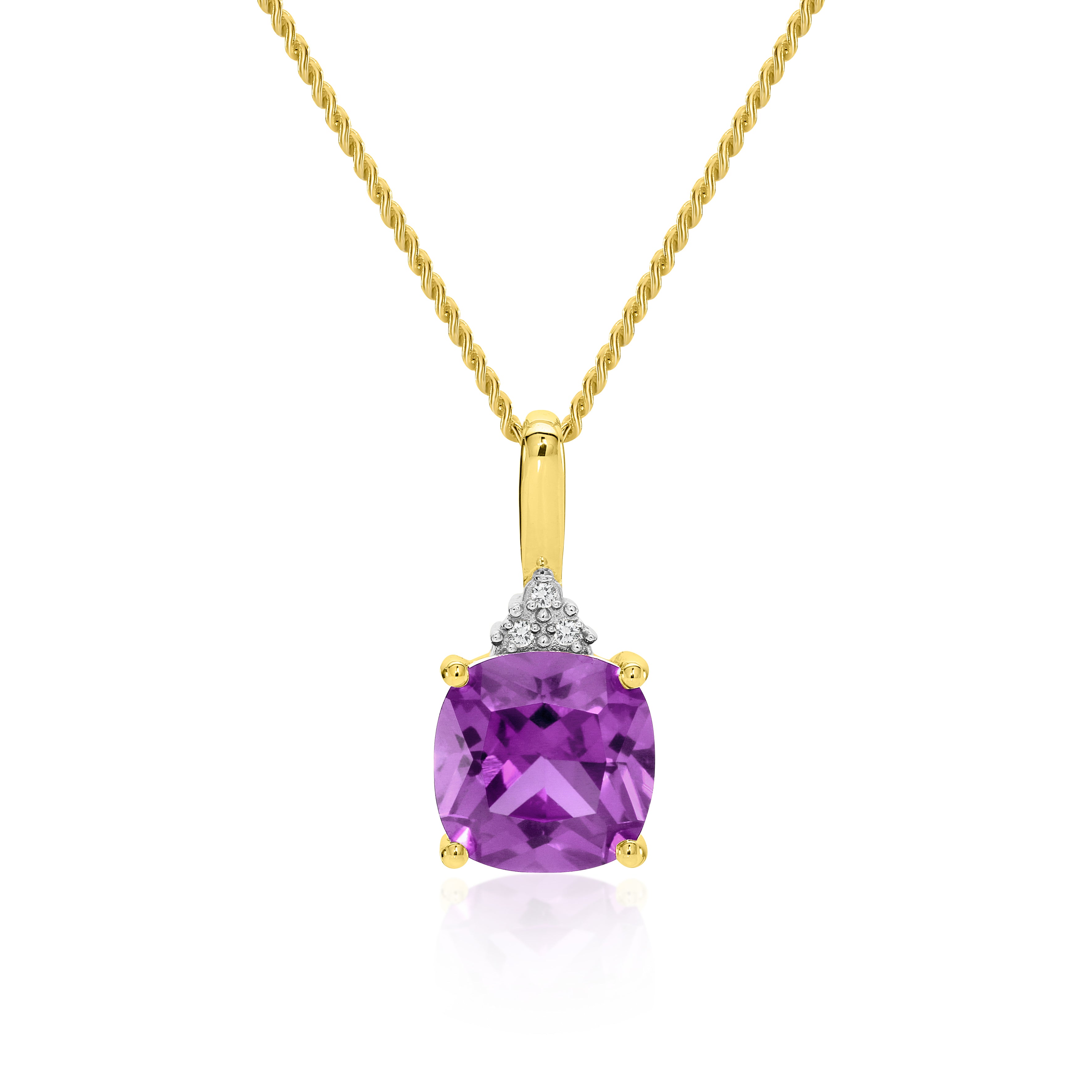 9ct Gold Amethyst & Diamond Pendant