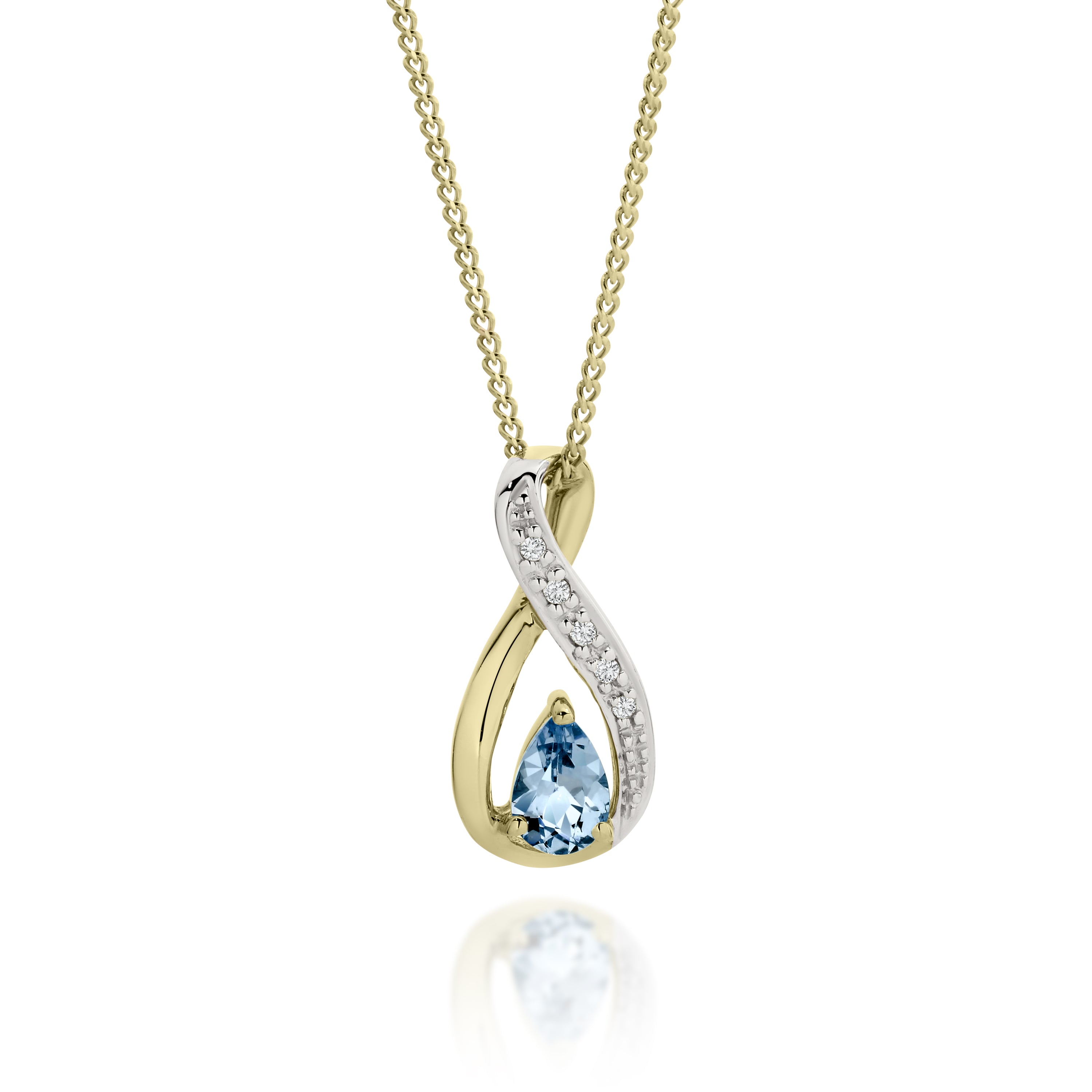 9ct Gold Blue Topaz & Diamond Pendant