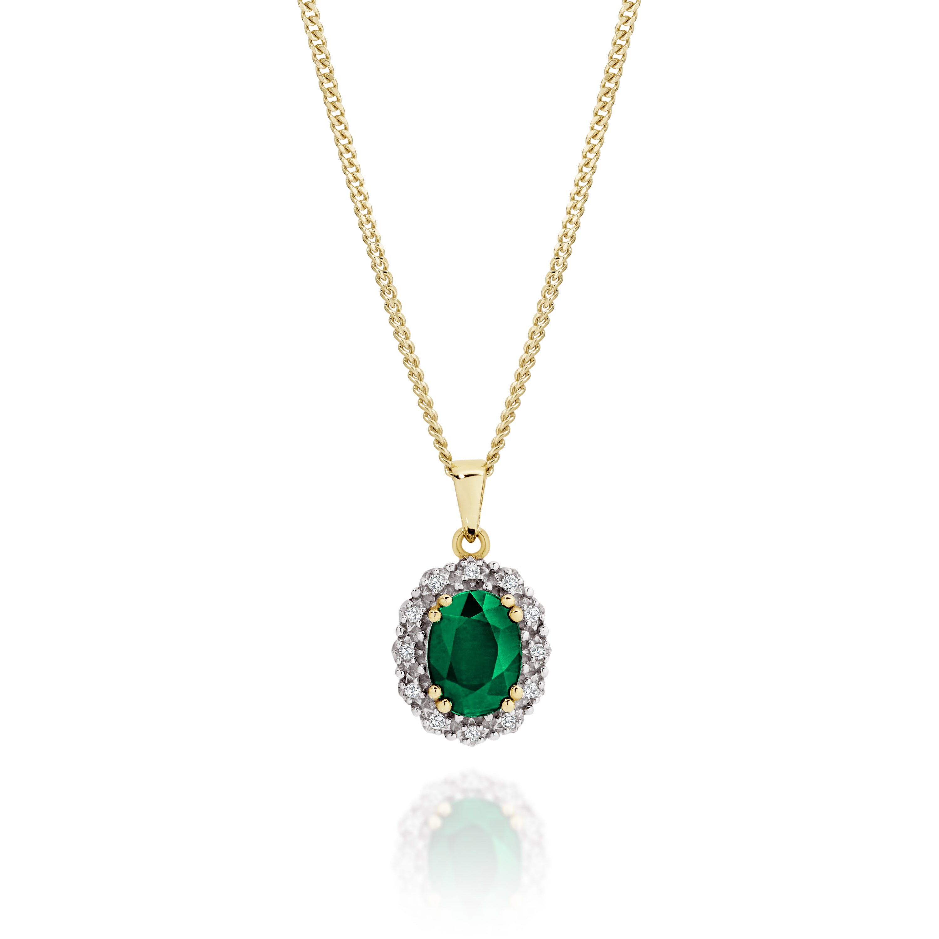 9ct Gold Emerald & Diamond Pendant