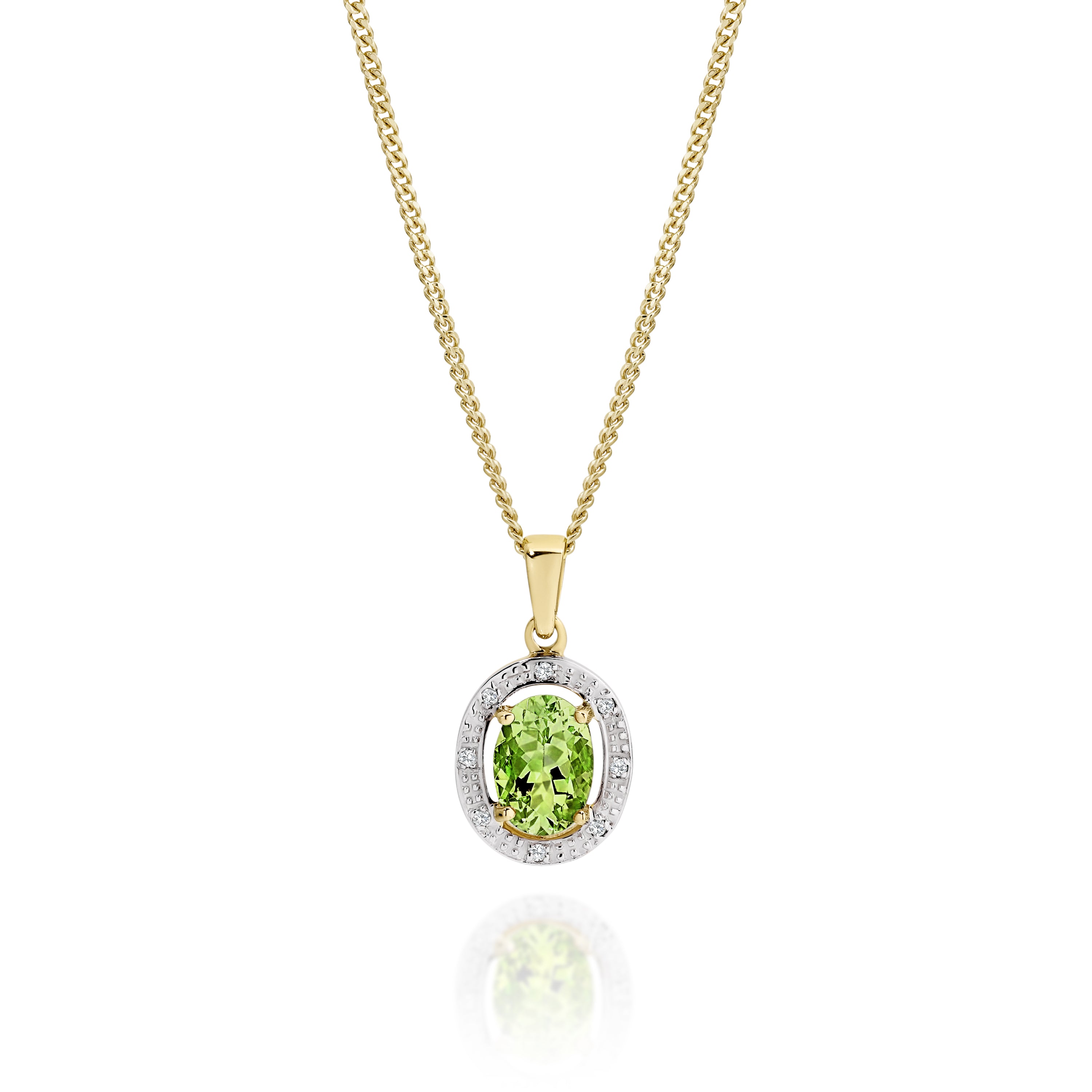 9ct Gold Peridot & Diamond Pendant