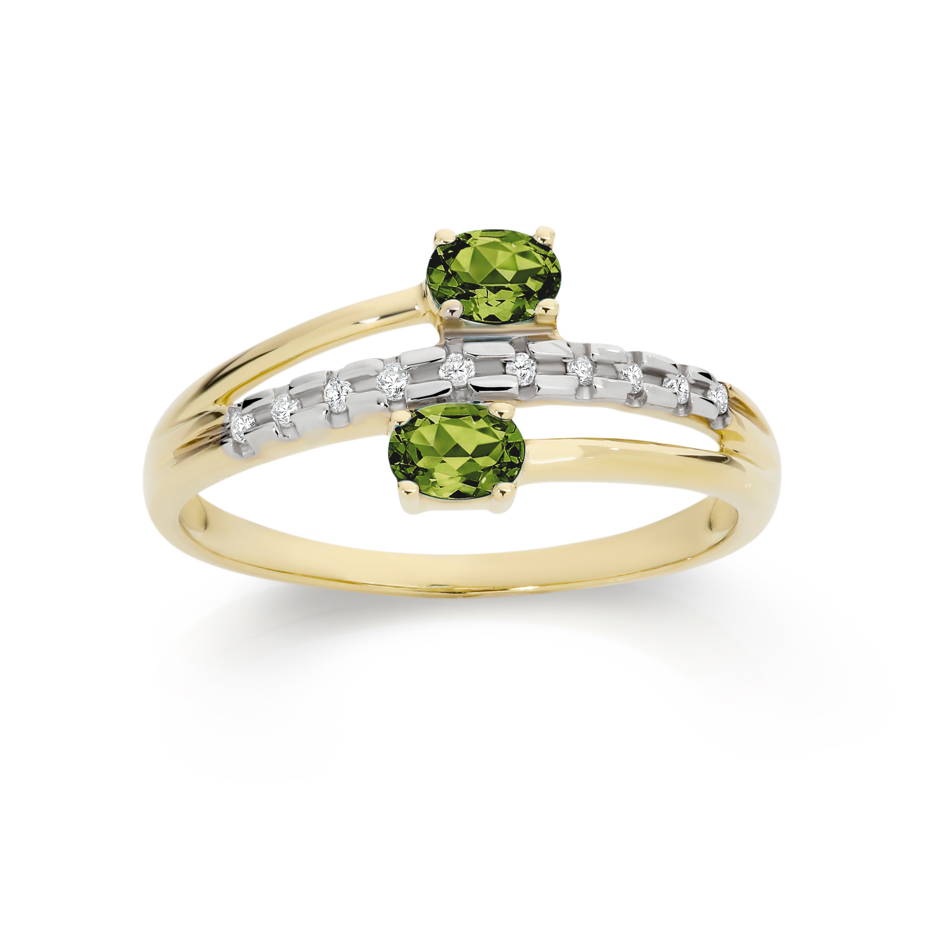 9ct gold peridot & diamond ring